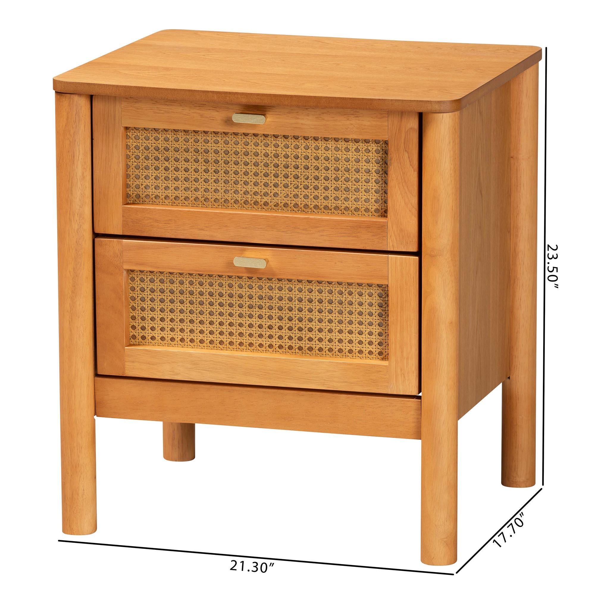 Baxton Studio Jenn 21" 2 Drawer Nightstand, , large