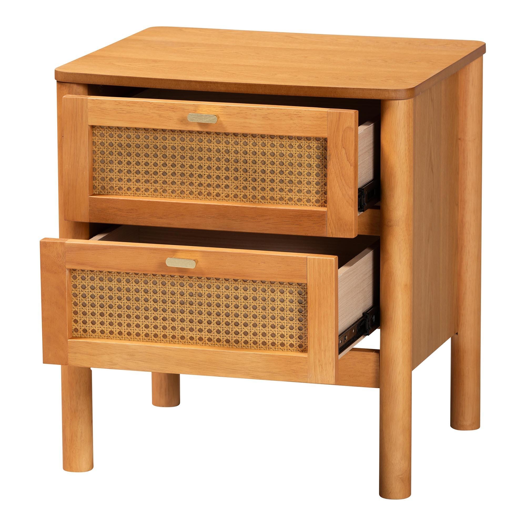 Baxton Studio Jenn 21" 2 Drawer Nightstand, , large