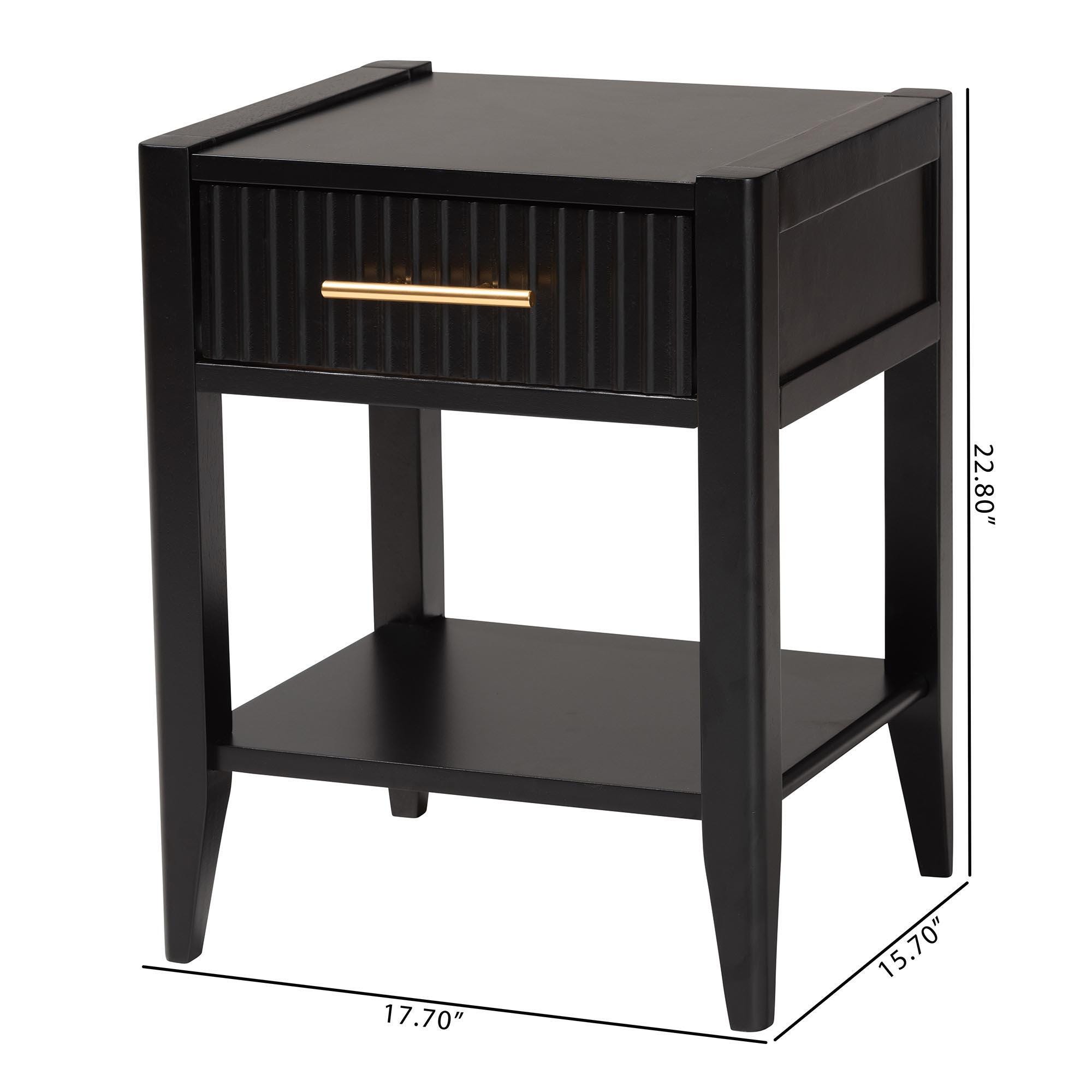 Baxton Studio Primrose 18" 1 Drawer Nightstand, Black, large