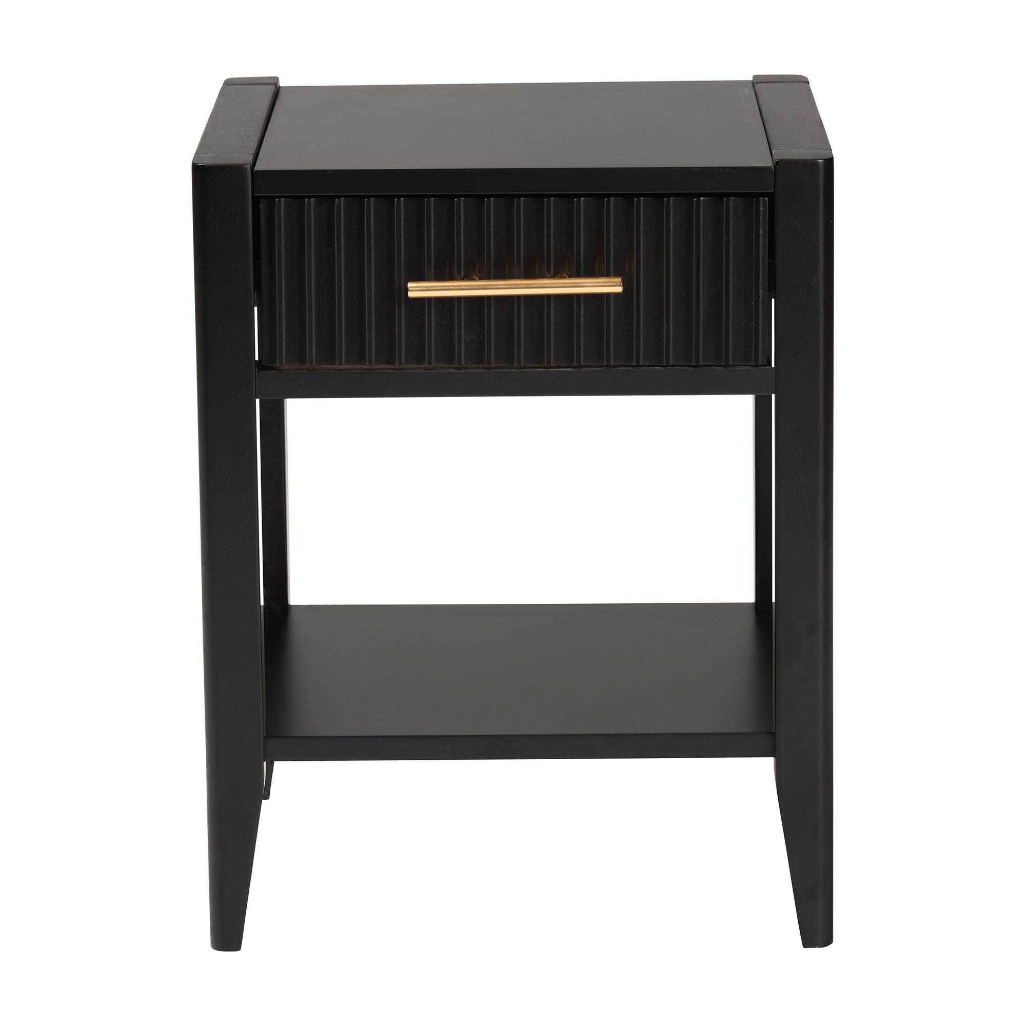 Baxton Studio Primrose 18" 1 Drawer Nightstand, Black, large