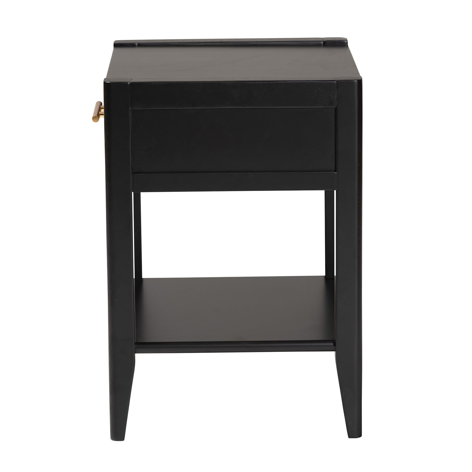 Baxton Studio Primrose 18" 1 Drawer Nightstand, Black, large