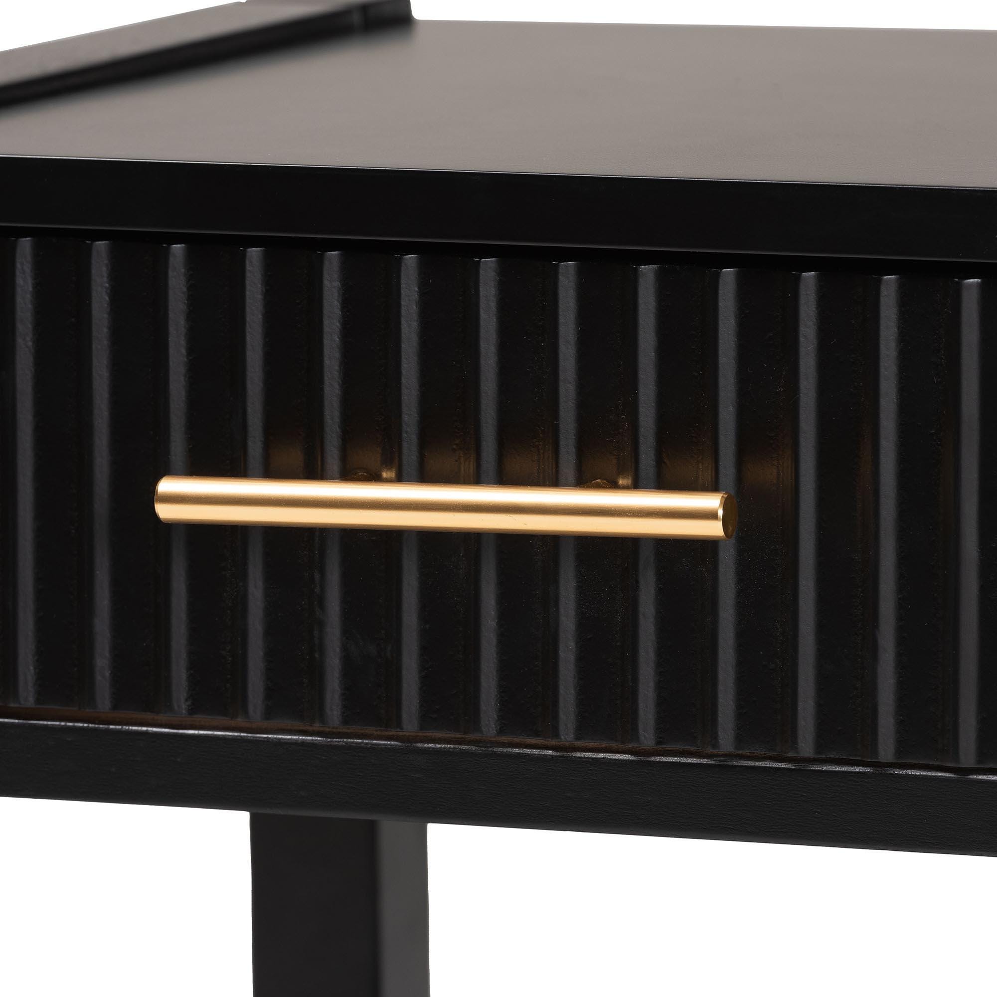 Baxton Studio Primrose 18" 1 Drawer Nightstand, Black, large