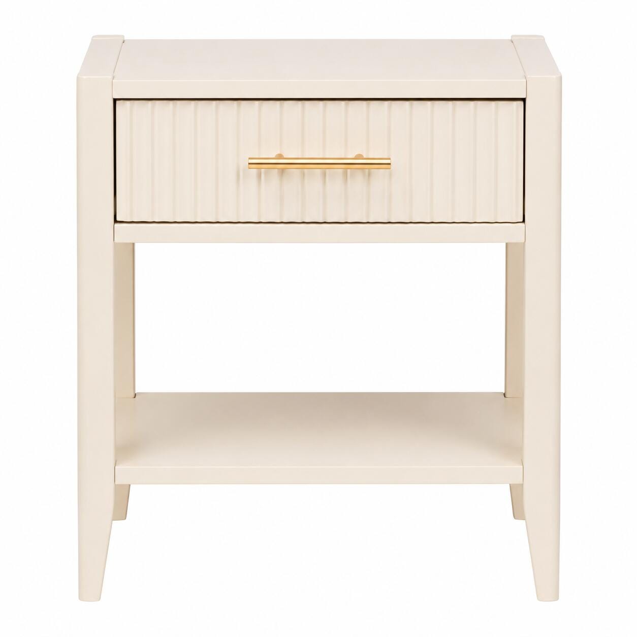 Baxton Studio Primrose 18" 1 Drawer Nightstand, Ivory, large