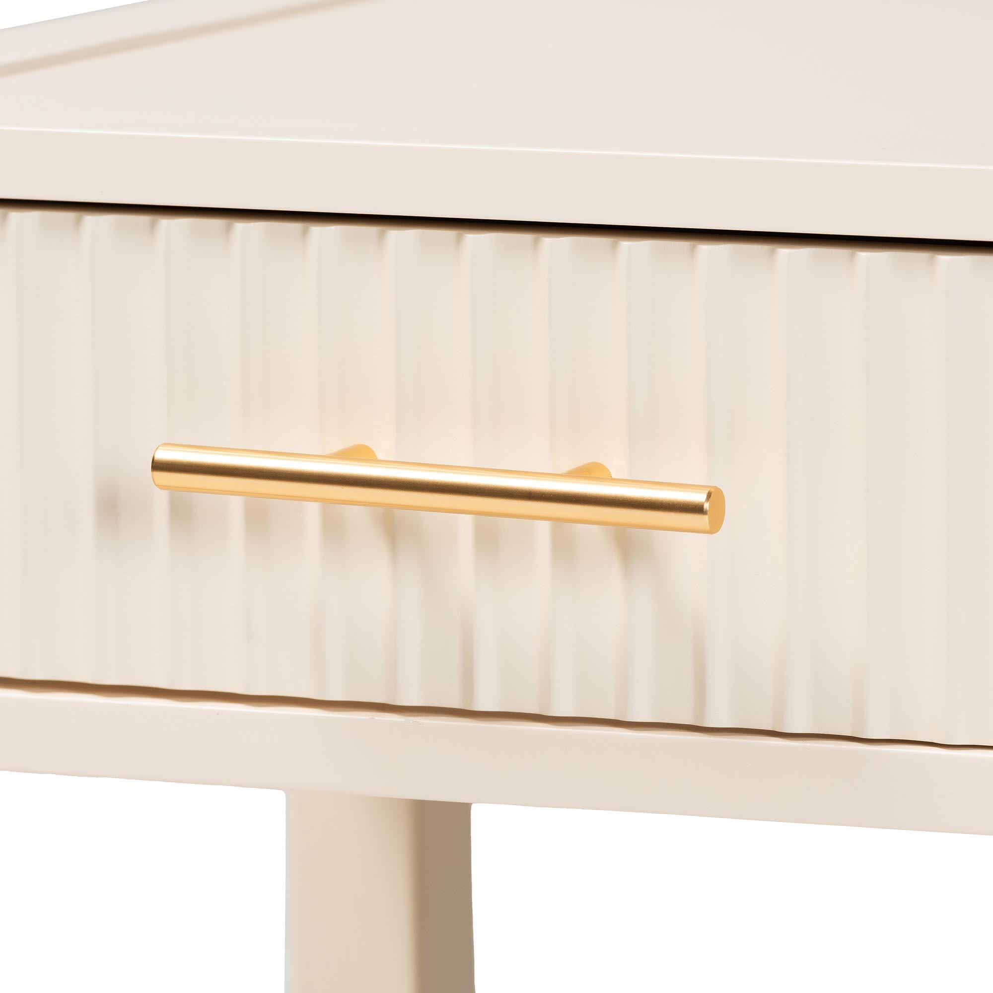 Baxton Studio Primrose 18" 1 Drawer Nightstand, Ivory, large