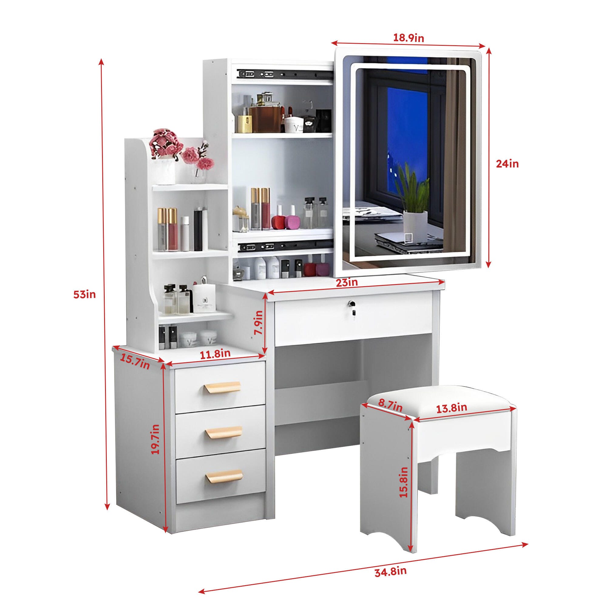 Dovelina Aura Vanity with Mirror, , large