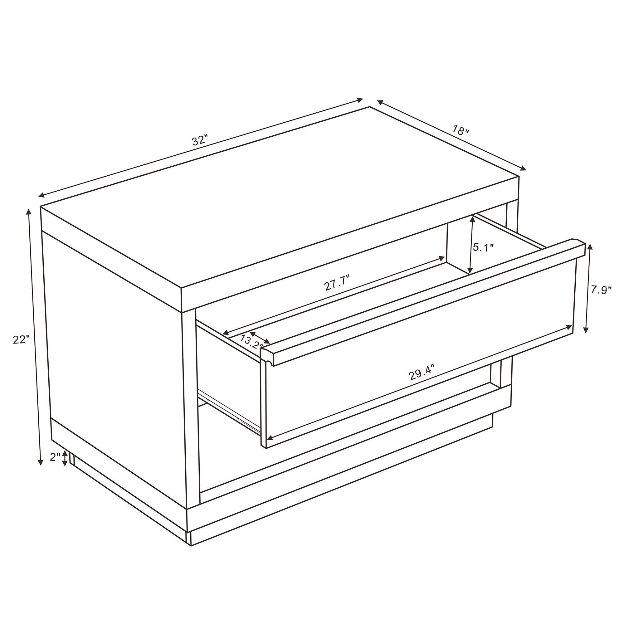 Manhattan Comfort Navis 32" 2 Drawer Nightstand, Whitewashed Oak, large