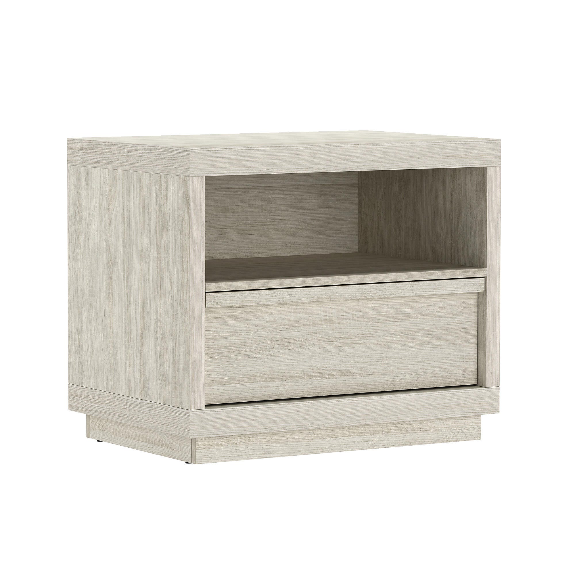Manhattan Comfort Navis 26" 1 Drawer Nightstand, Whitewashed Oak, large