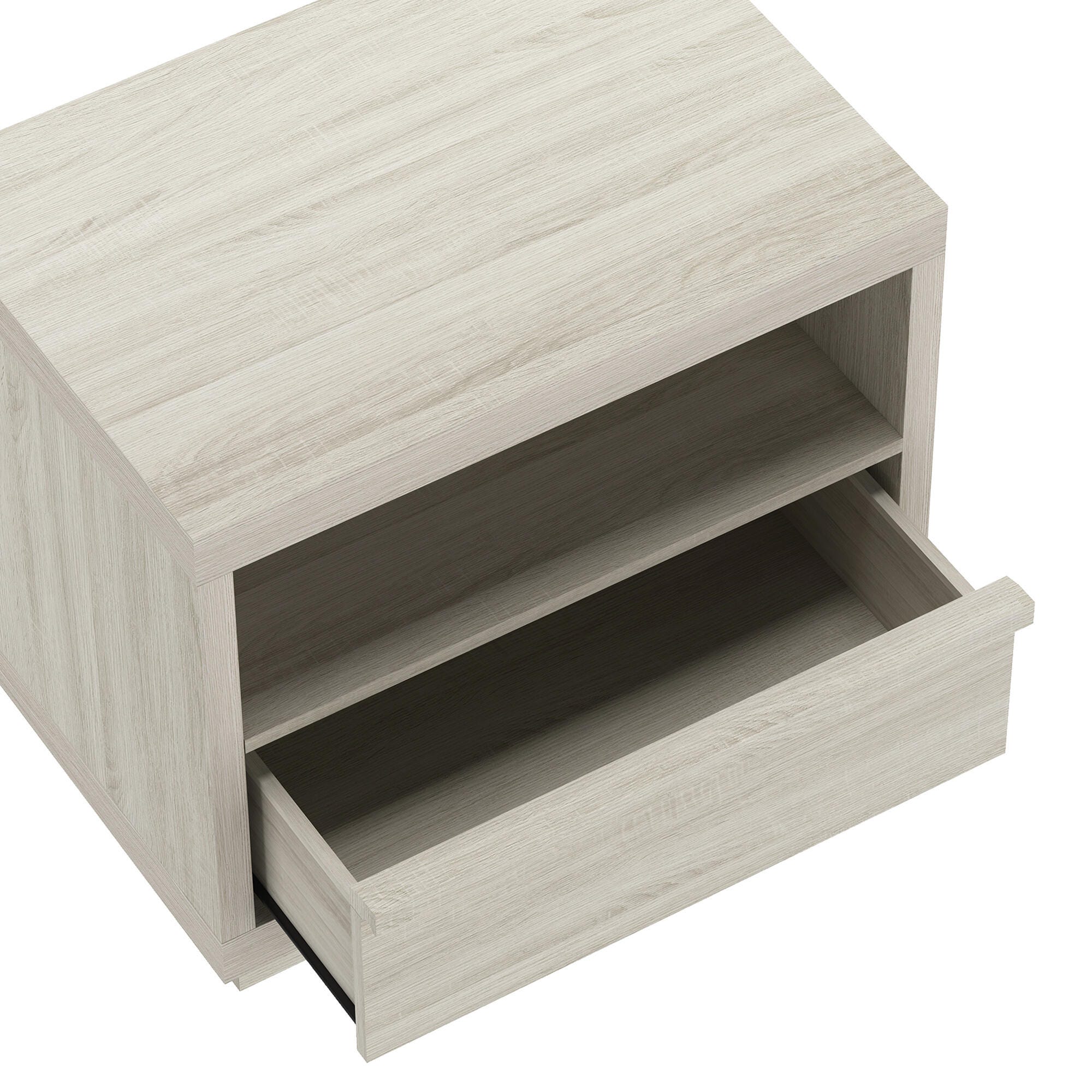 Manhattan Comfort Navis 26" 1 Drawer Nightstand, Whitewashed Oak, large