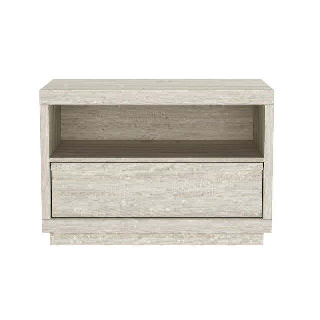 Manhattan Comfort Navis 32" 1 Drawer Nightstand, Whitewashed Oak