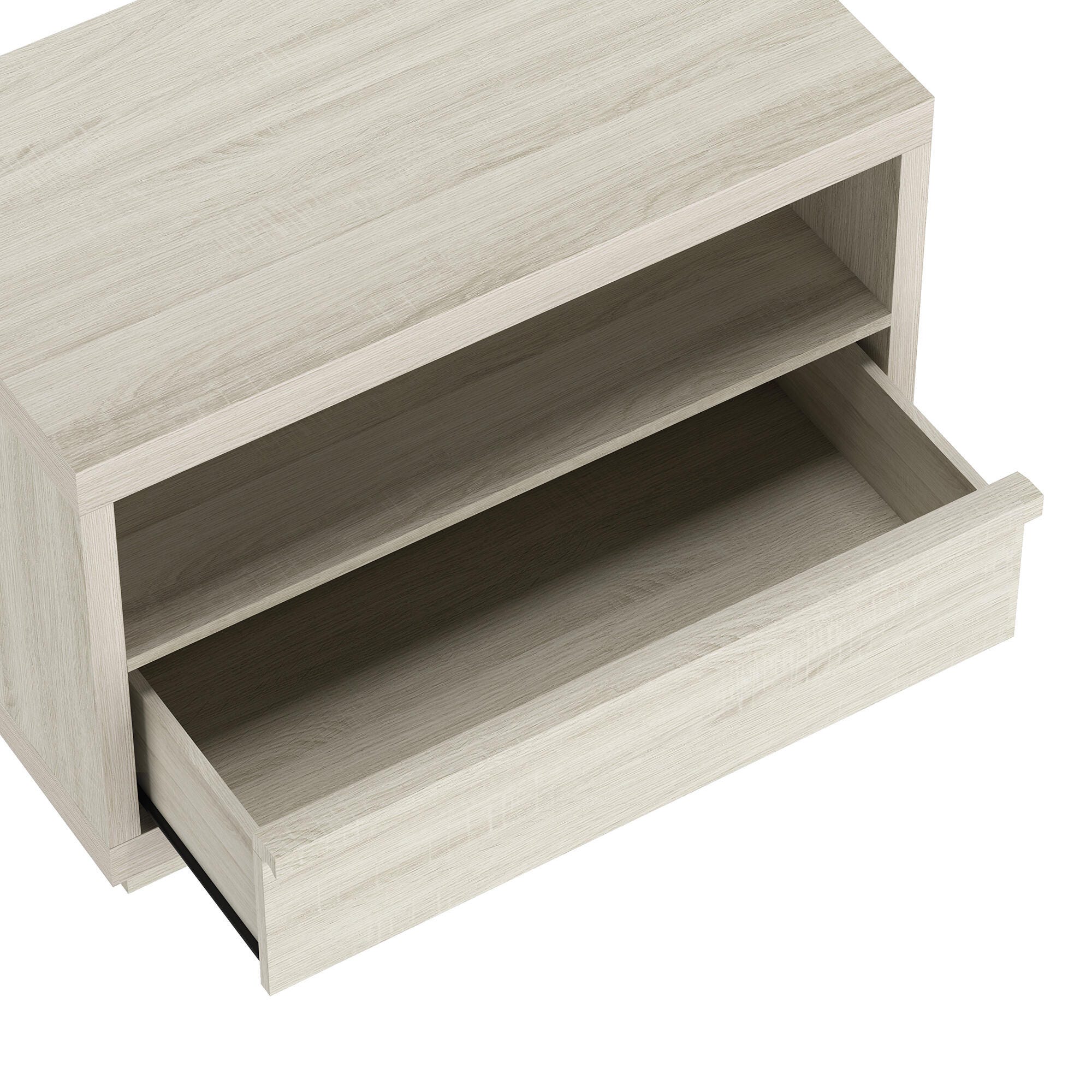 Manhattan Comfort Navis 32" 1 Drawer Nightstand, Whitewashed Oak, large