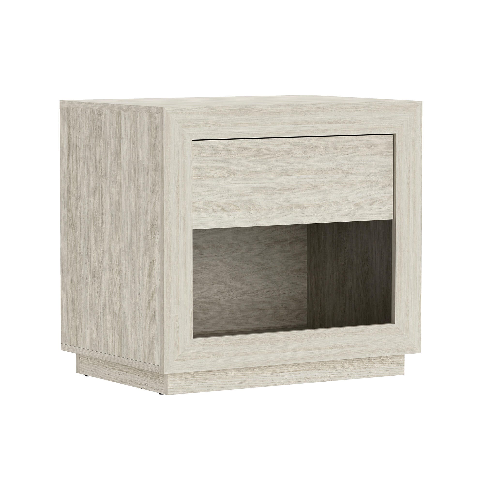 Manhattan Comfort Soren 26" 1 Drawer Nightstand, Whitewashed Oak, large