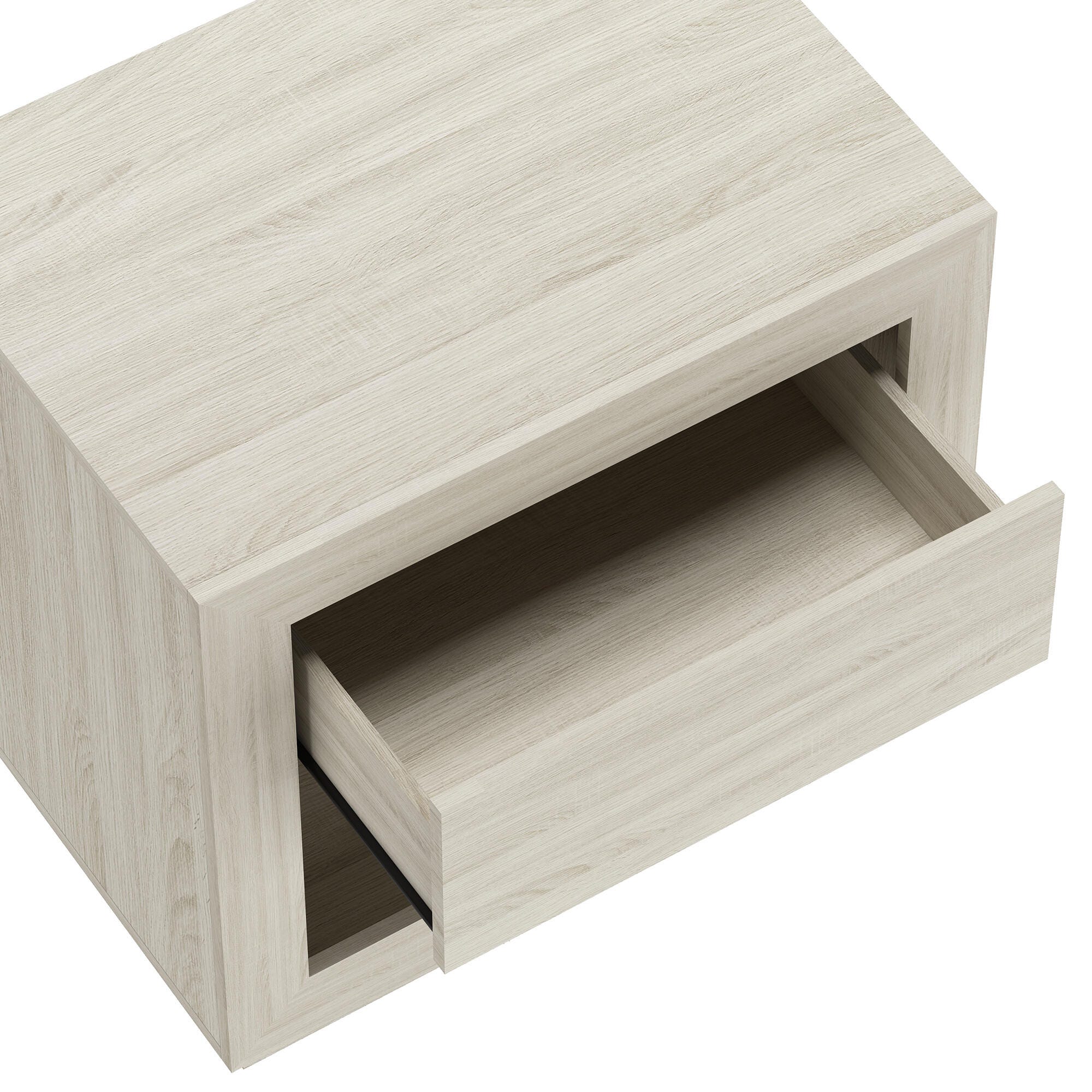 Manhattan Comfort Soren 26" 1 Drawer Nightstand, Whitewashed Oak, large
