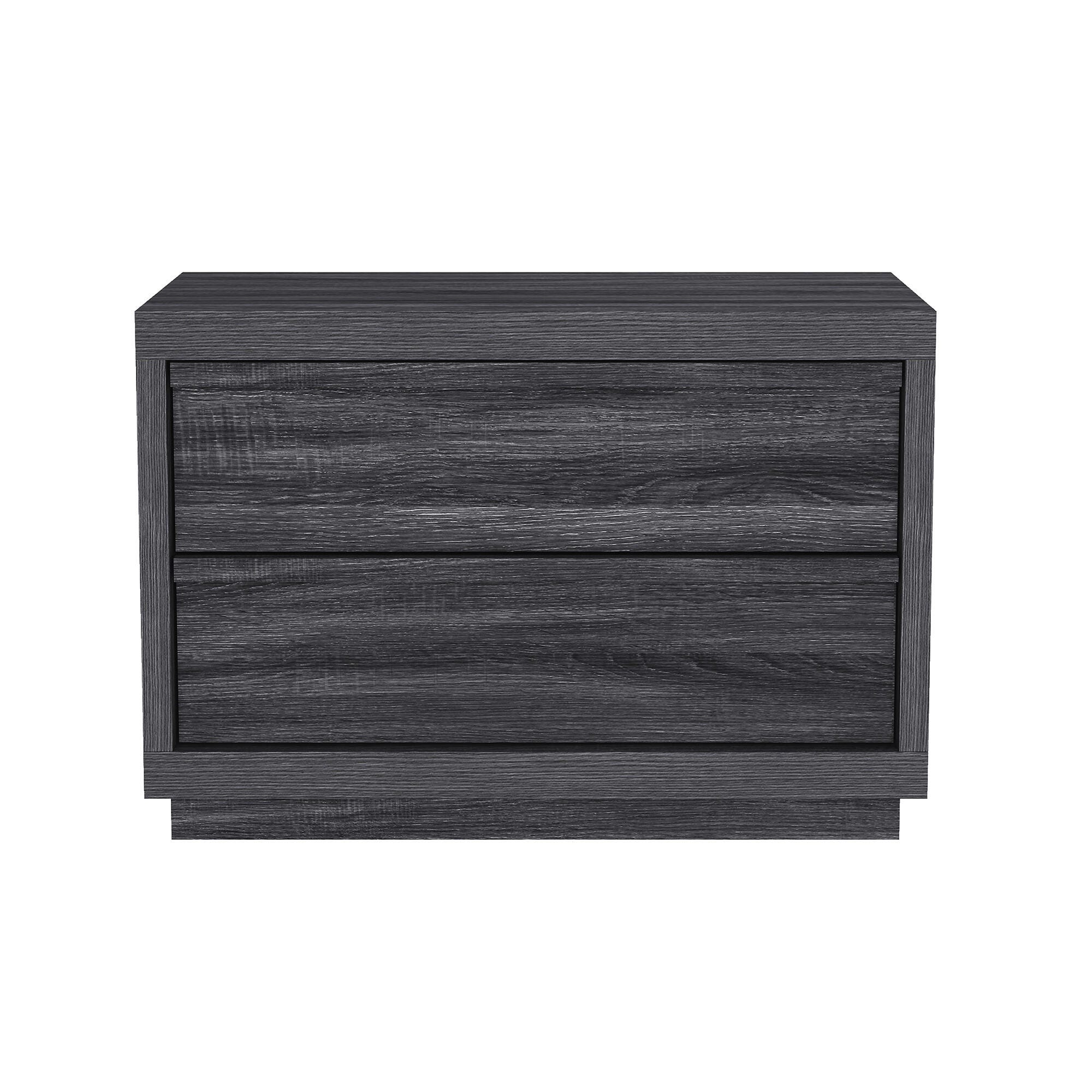 Manhattan Comfort Navis 32" 2 Drawer Nightstand, Charcoal Gray, large
