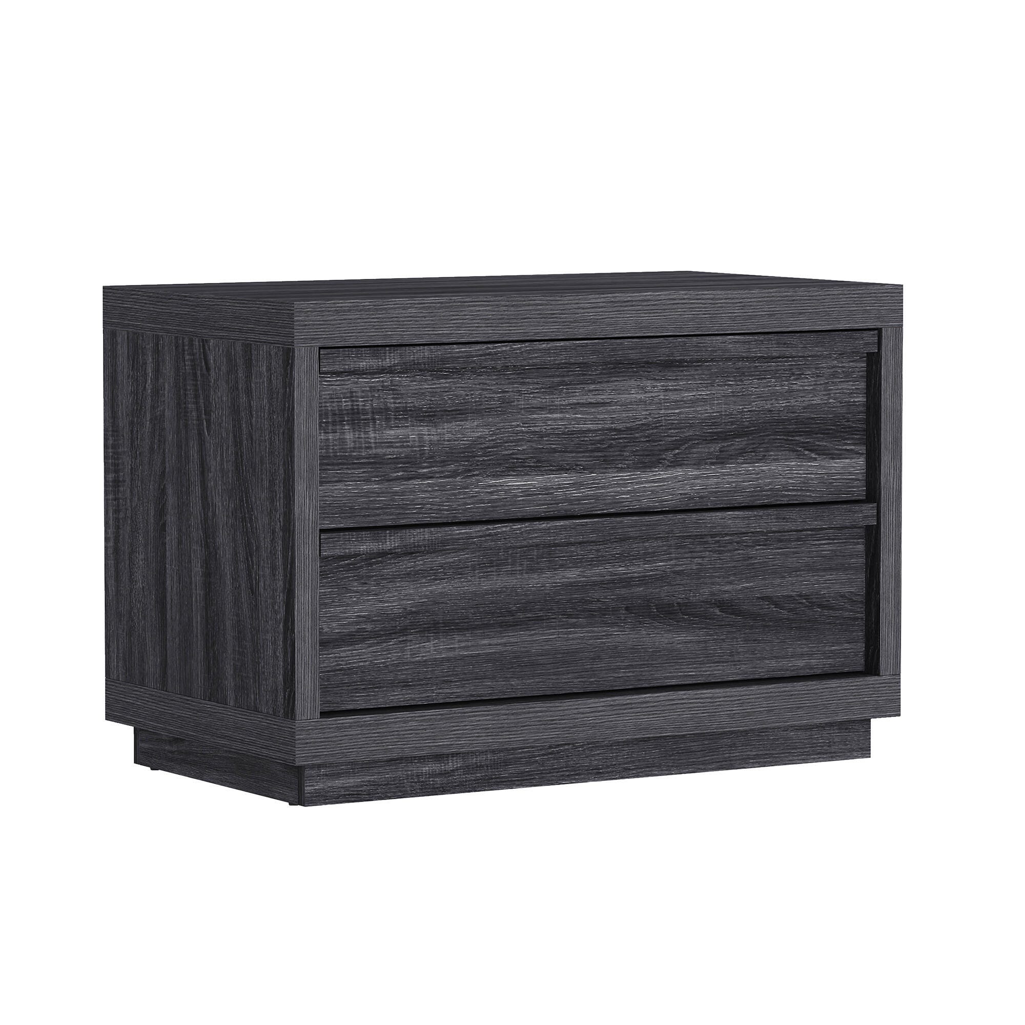 Manhattan Comfort Navis 32" 2 Drawer Nightstand, Charcoal Gray, large