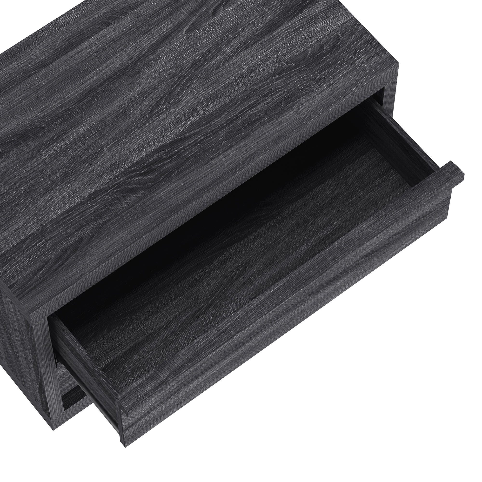 Manhattan Comfort Navis 32" 2 Drawer Nightstand, Charcoal Gray, large
