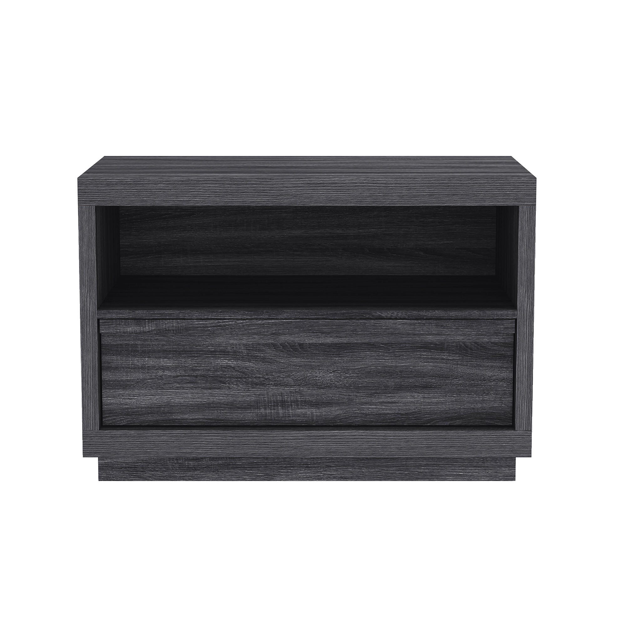 Manhattan Comfort Navis 32" 1 Drawer Nightstand, Charcoal Gray, large