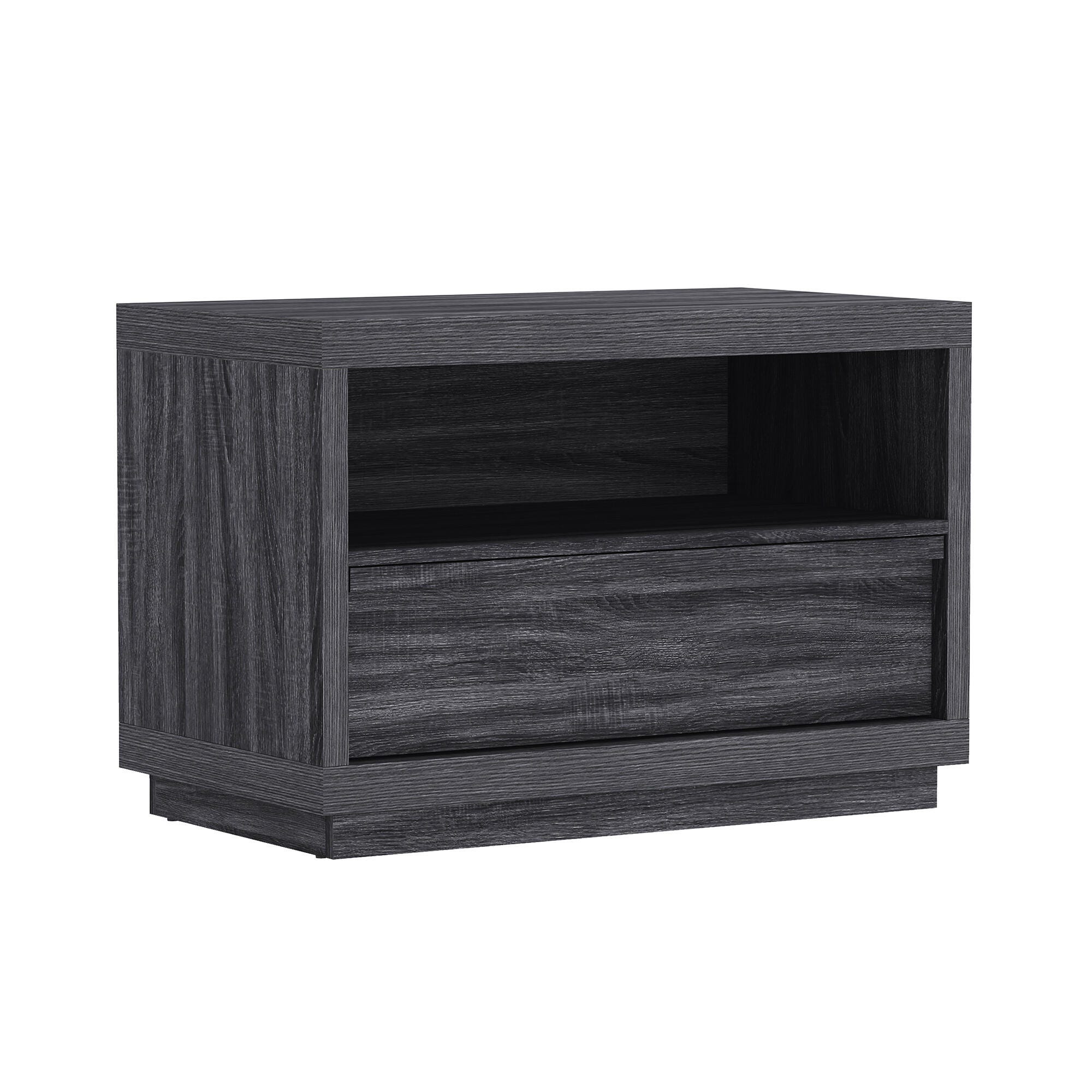 Manhattan Comfort Navis 32" 1 Drawer Nightstand, Charcoal Gray, large