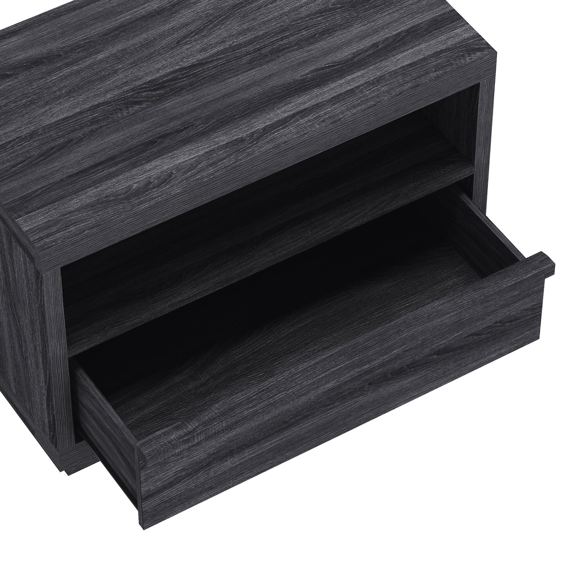 Manhattan Comfort Navis 32" 1 Drawer Nightstand, Charcoal Gray, large