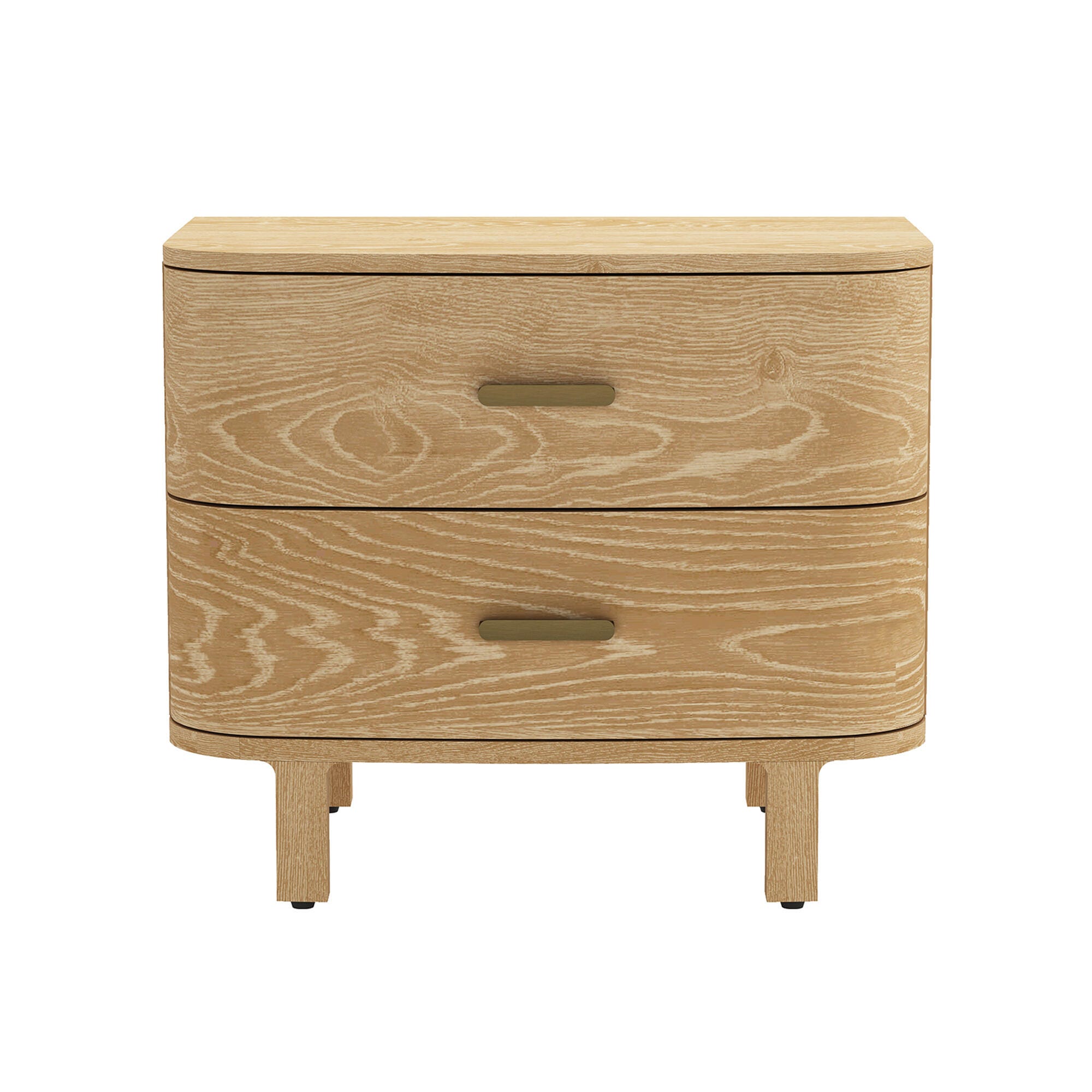Manhattan Comfort Solara 30" 2 Drawer Nightstand, Natural Oak, large