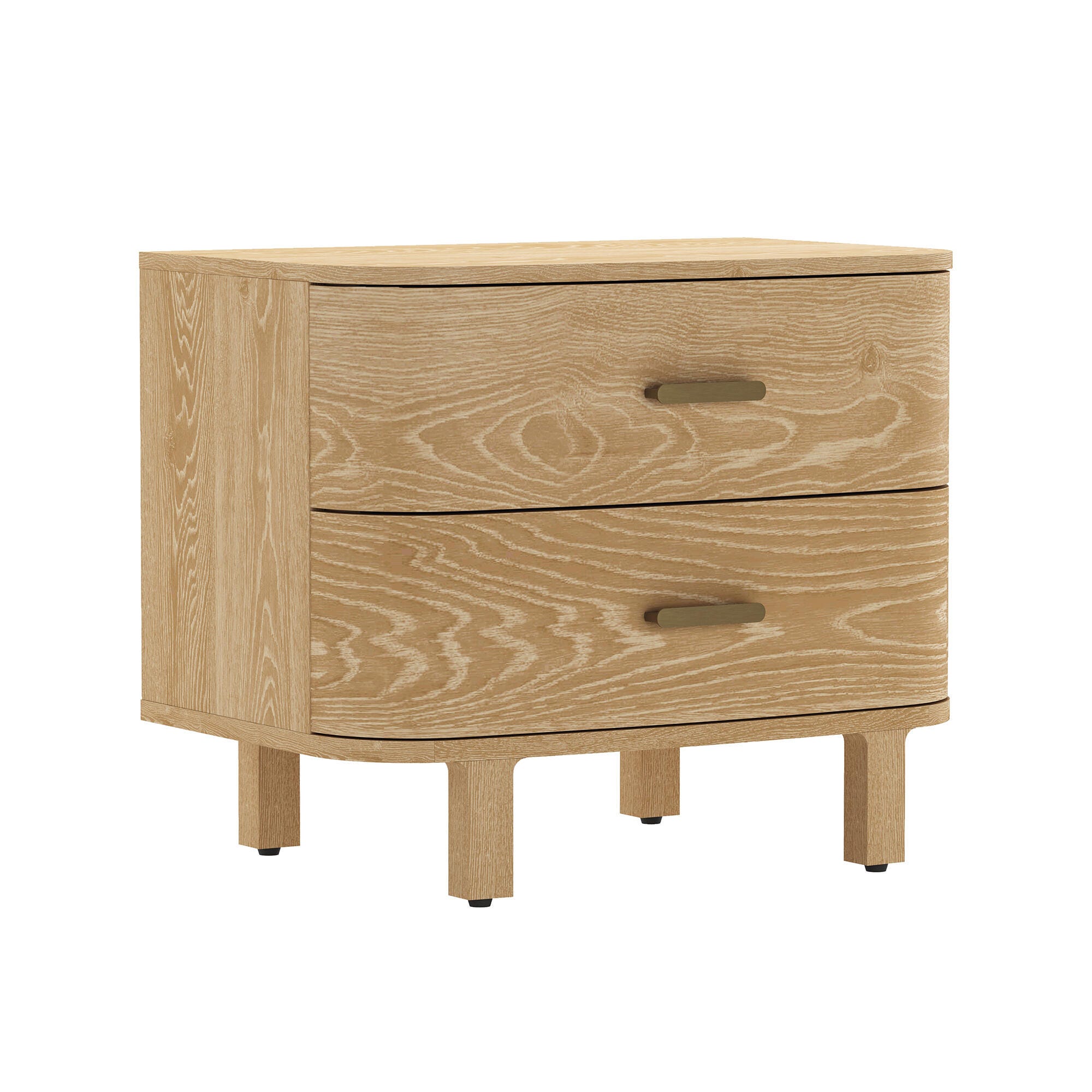 Manhattan Comfort Solara 30" 2 Drawer Nightstand, Natural Oak, large