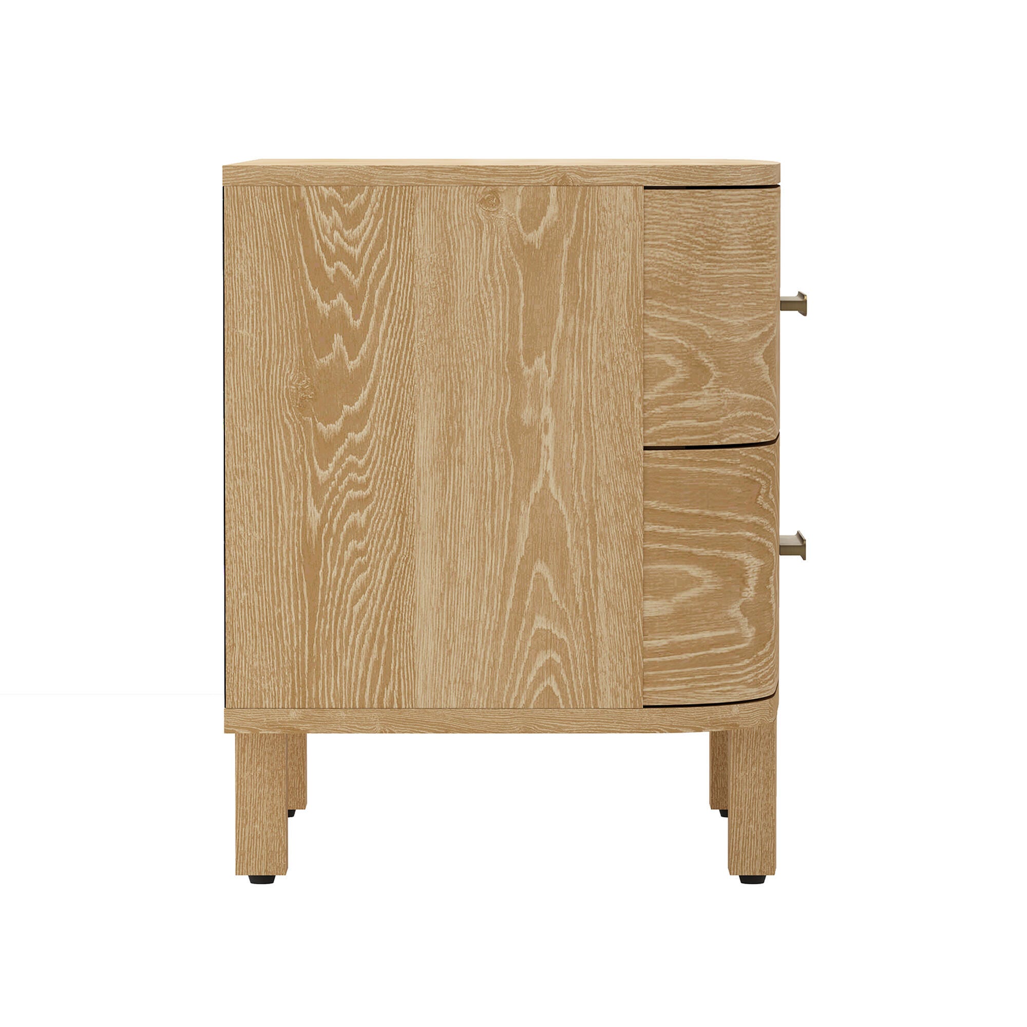 Manhattan Comfort Solara 30" 2 Drawer Nightstand, Natural Oak, large