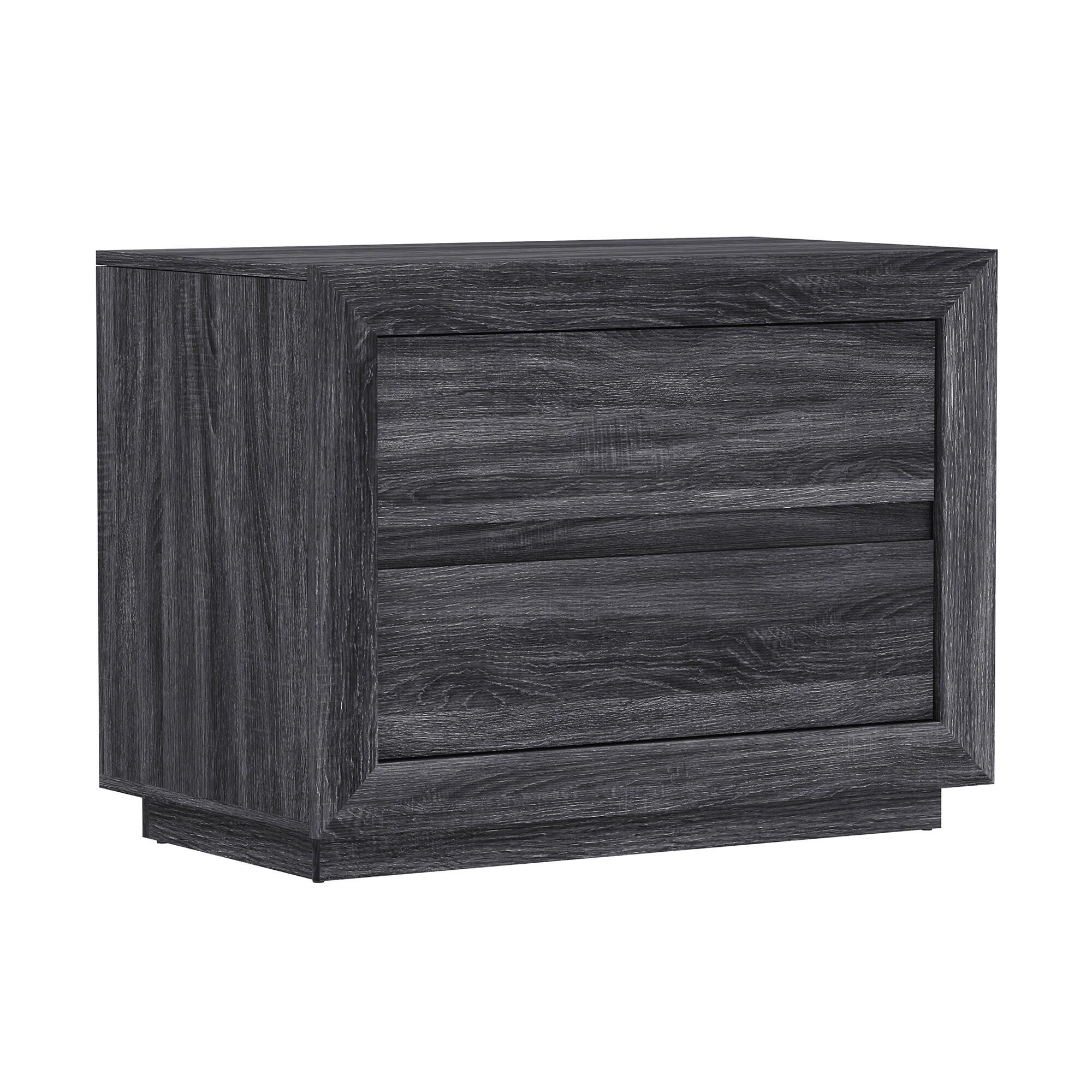 Manhattan Comfort Soren 32" 2 Drawer Nightstand, Charcoal Gray, large