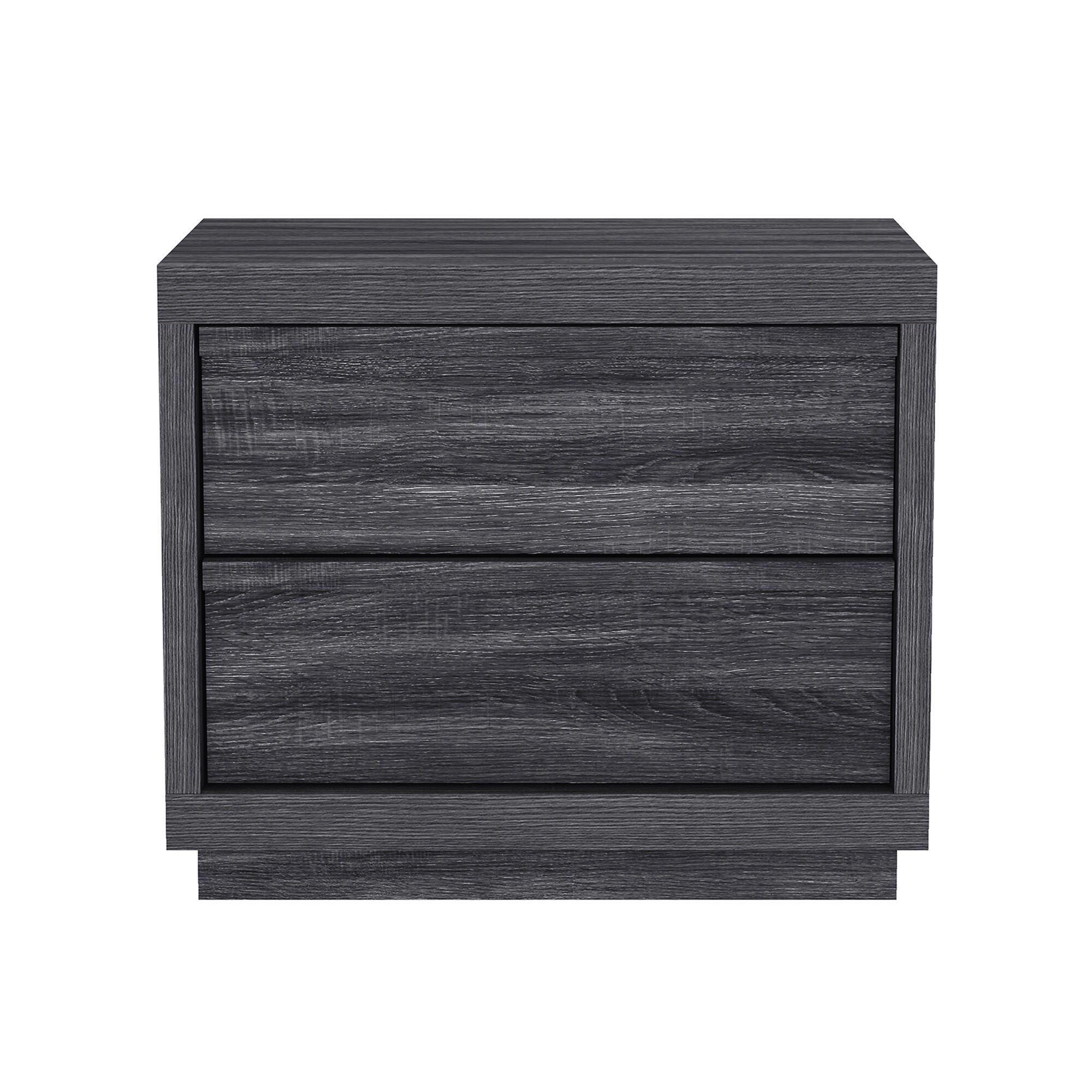 Manhattan Comfort Navis 26" 2 Drawer Nightstand, Charcoal Gray, large