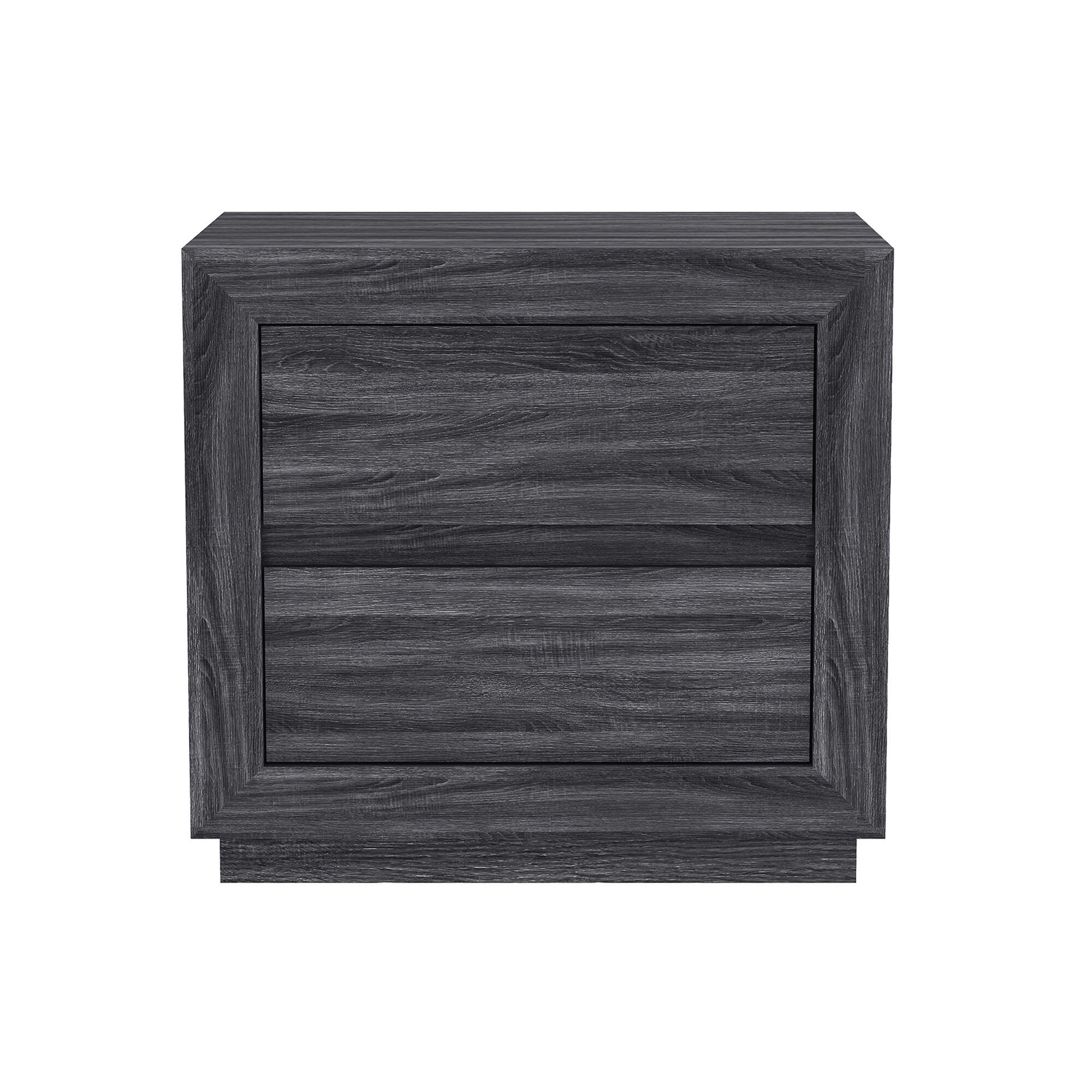 Manhattan Comfort Soren 26" 2 Drawer Nightstand, Charcoal Gray, large