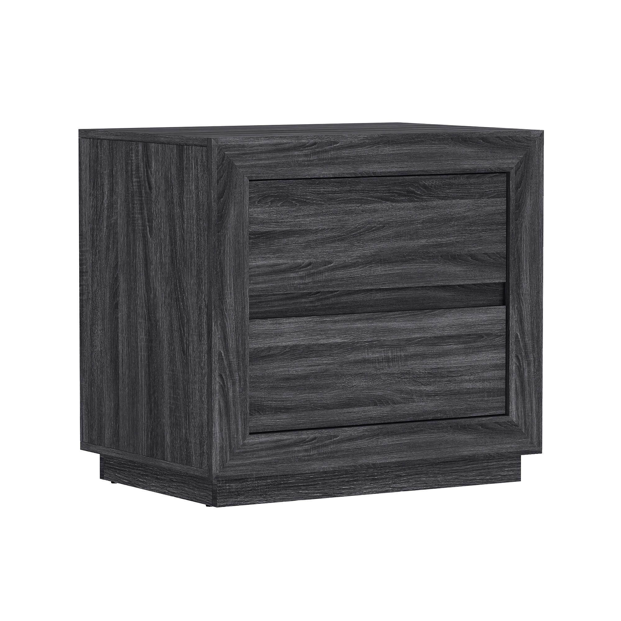 Manhattan Comfort Soren 26" 2 Drawer Nightstand, Charcoal Gray, large
