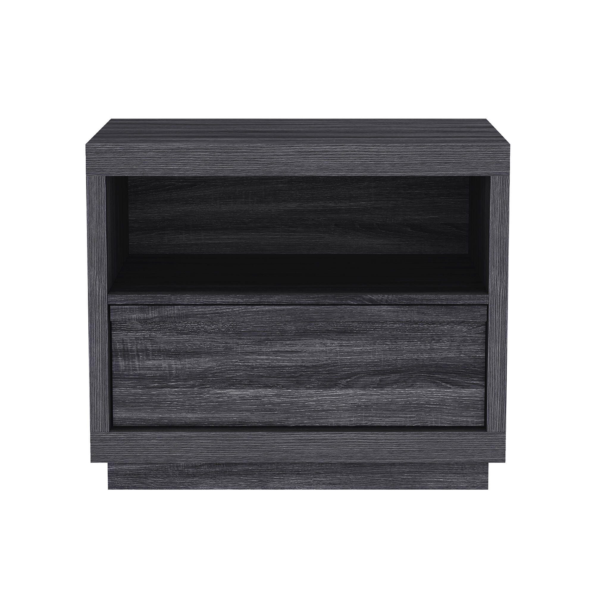 Manhattan Comfort Navis 26" 1 Drawer Nightstand, Charcoal Gray, large