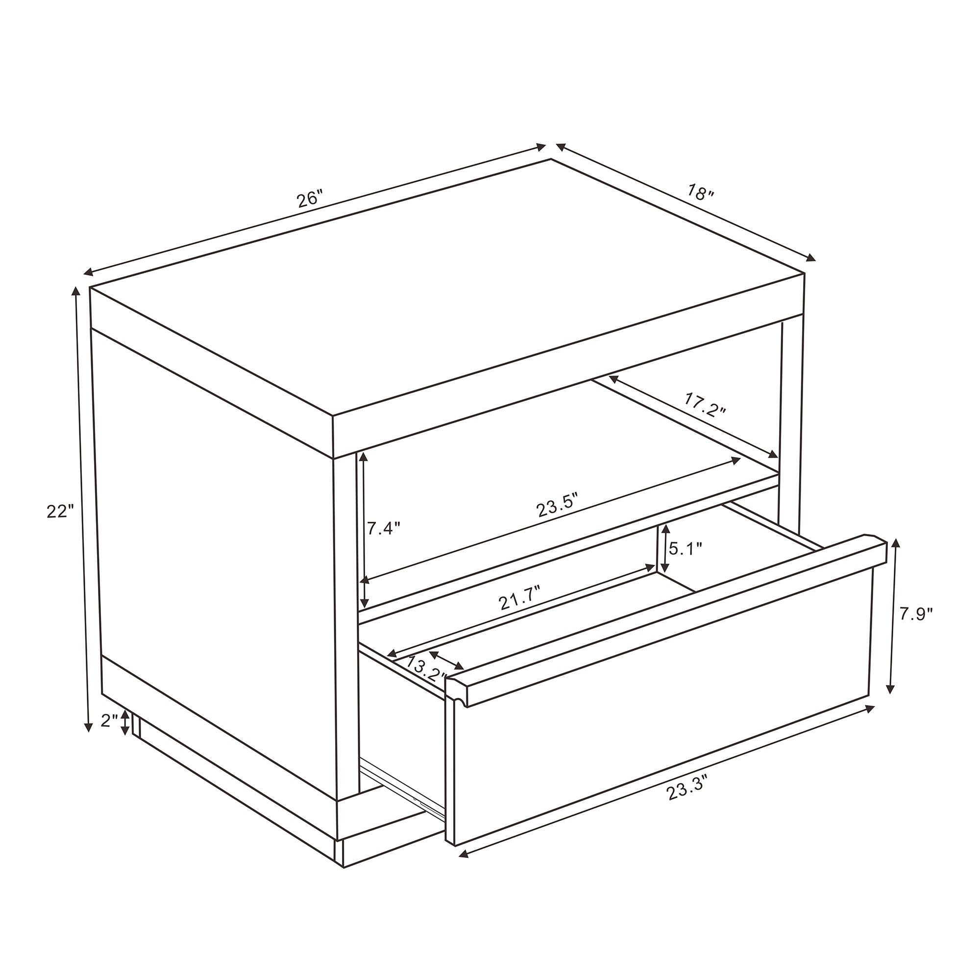 Manhattan Comfort Navis 26" 1 Drawer Nightstand, Charcoal Gray, large