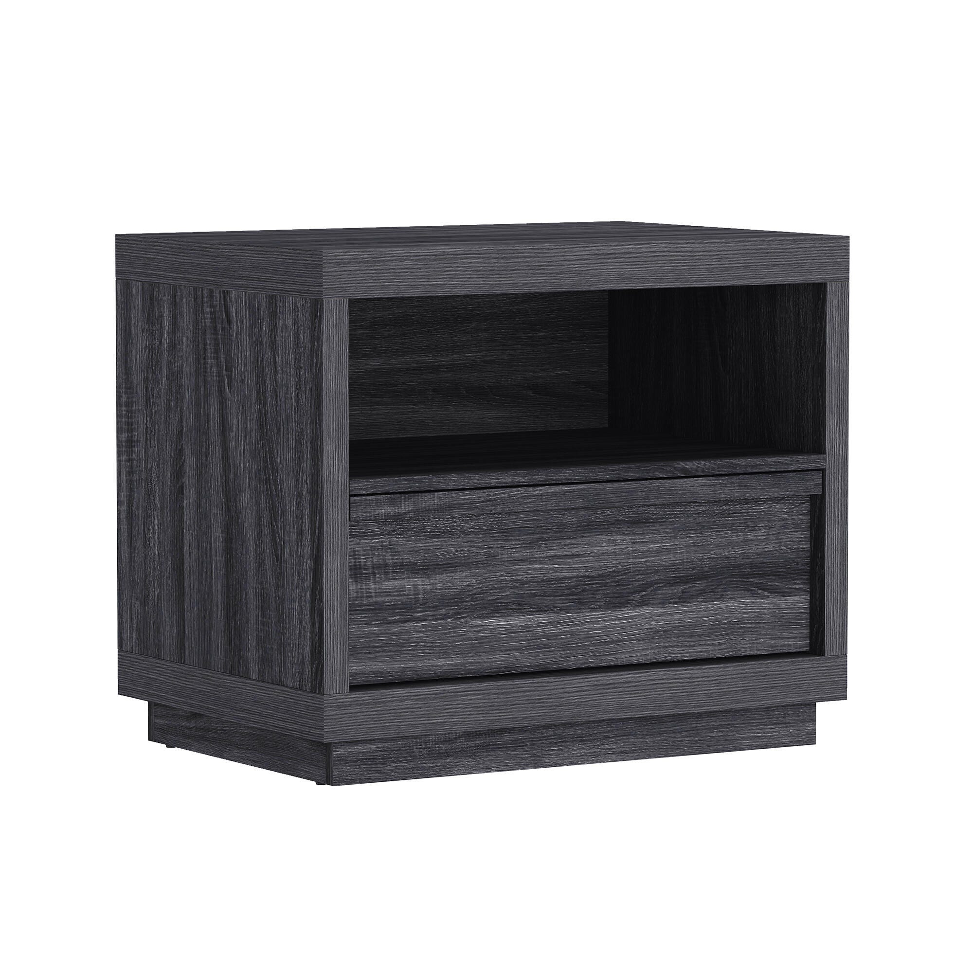 Manhattan Comfort Navis 26" 1 Drawer Nightstand, Charcoal Gray, large