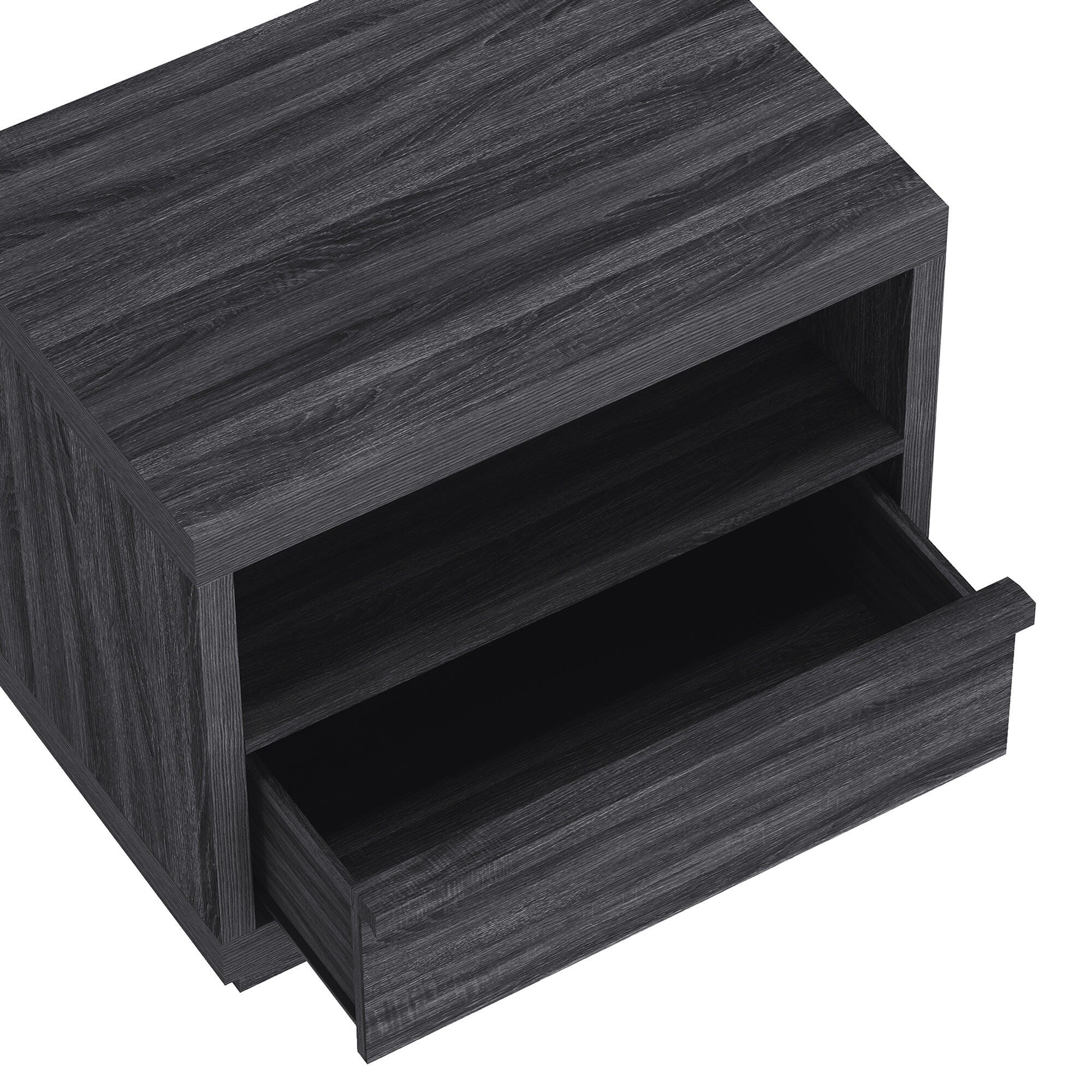 Manhattan Comfort Navis 26" 1 Drawer Nightstand, Charcoal Gray, large