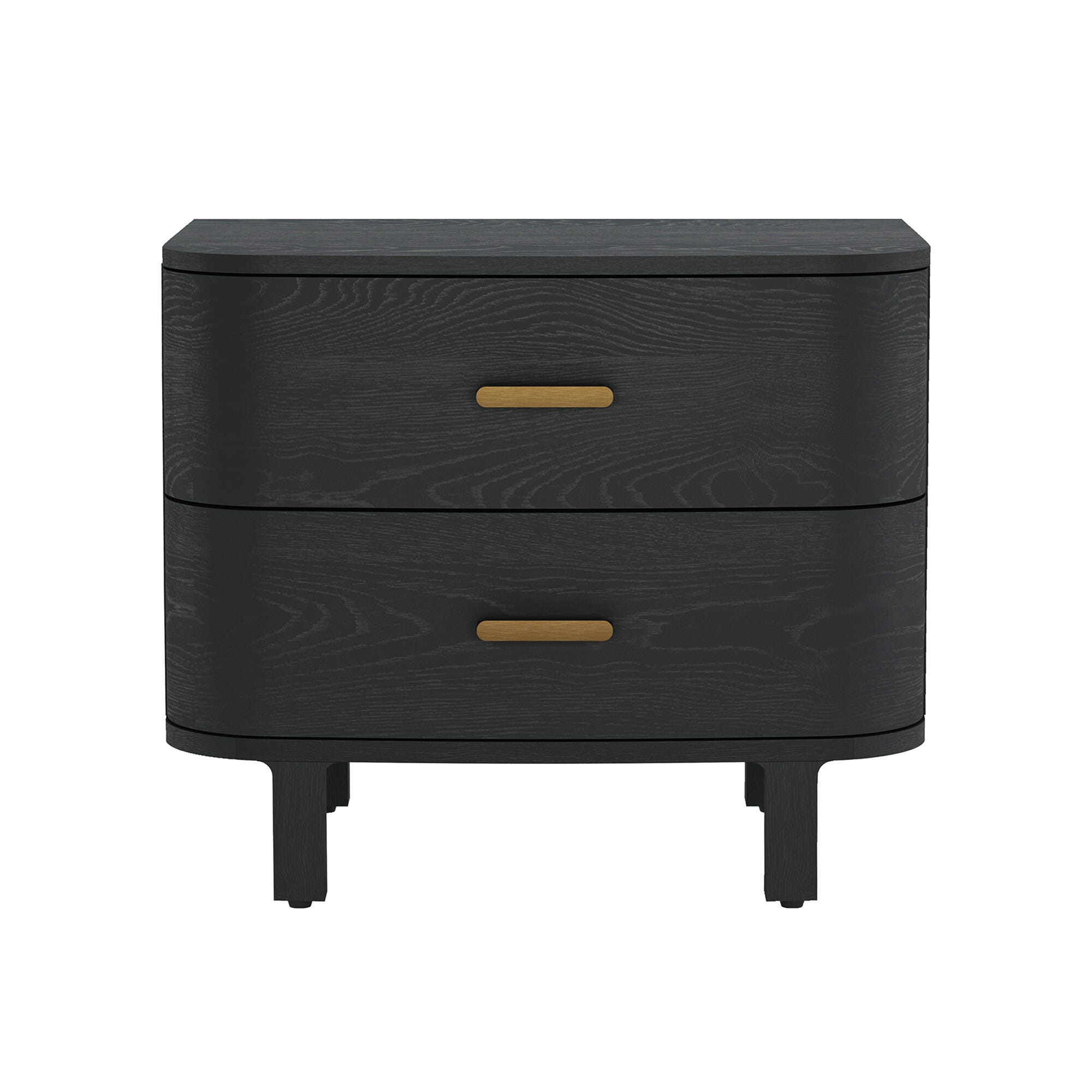 Manhattan Comfort Solara 30" 2 Drawer Nightstand, Black, large