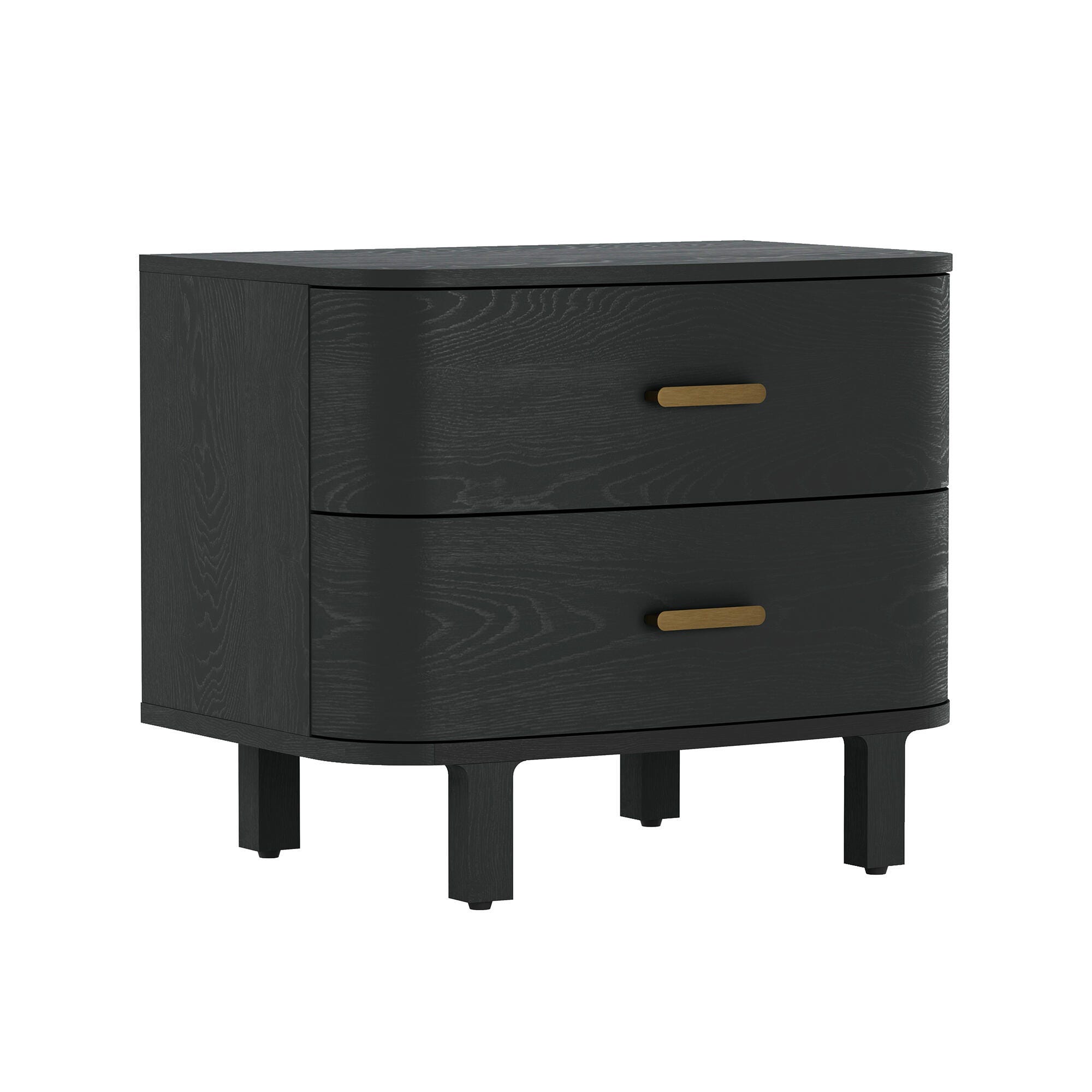 Manhattan Comfort Solara 30" 2 Drawer Nightstand, Black, large