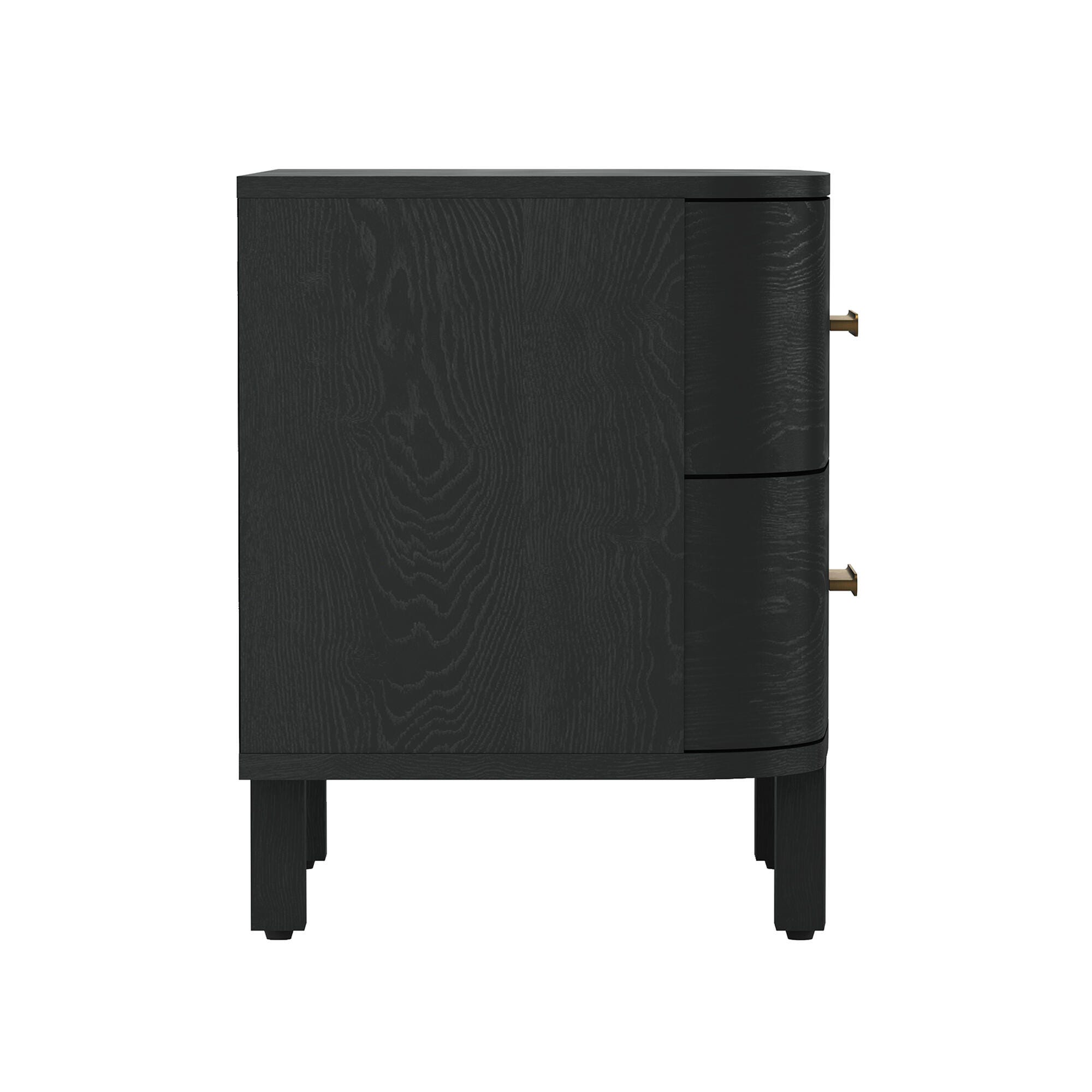 Manhattan Comfort Solara 30" 2 Drawer Nightstand, Black, large