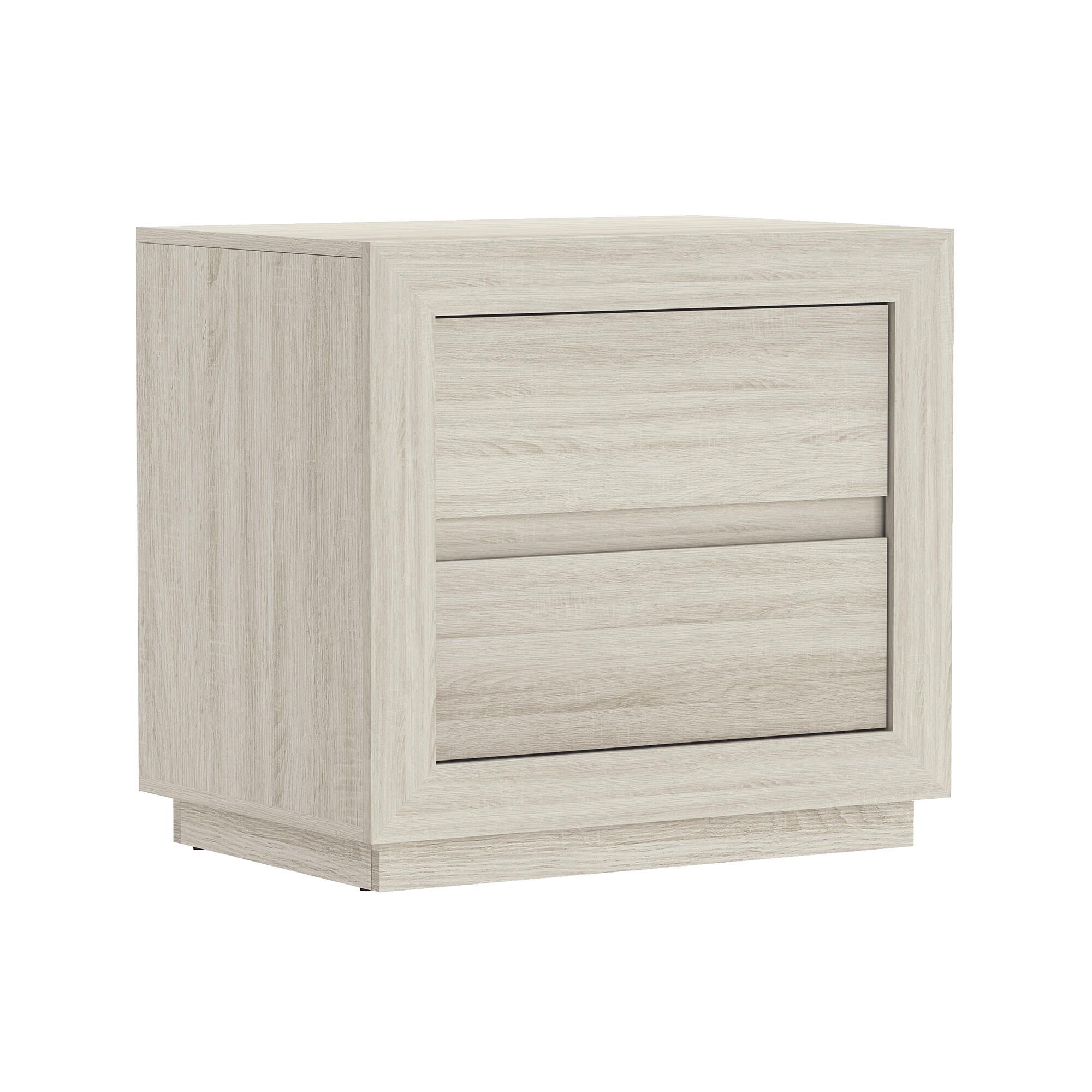 Manhattan Comfort Soren 26" 2 Drawer Nightstand, Whitewashed Oak, large