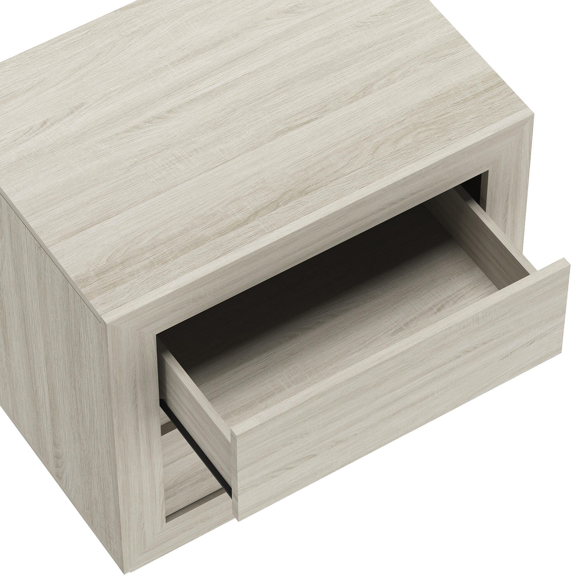 Manhattan Comfort Soren 26" 2 Drawer Nightstand, Whitewashed Oak, large