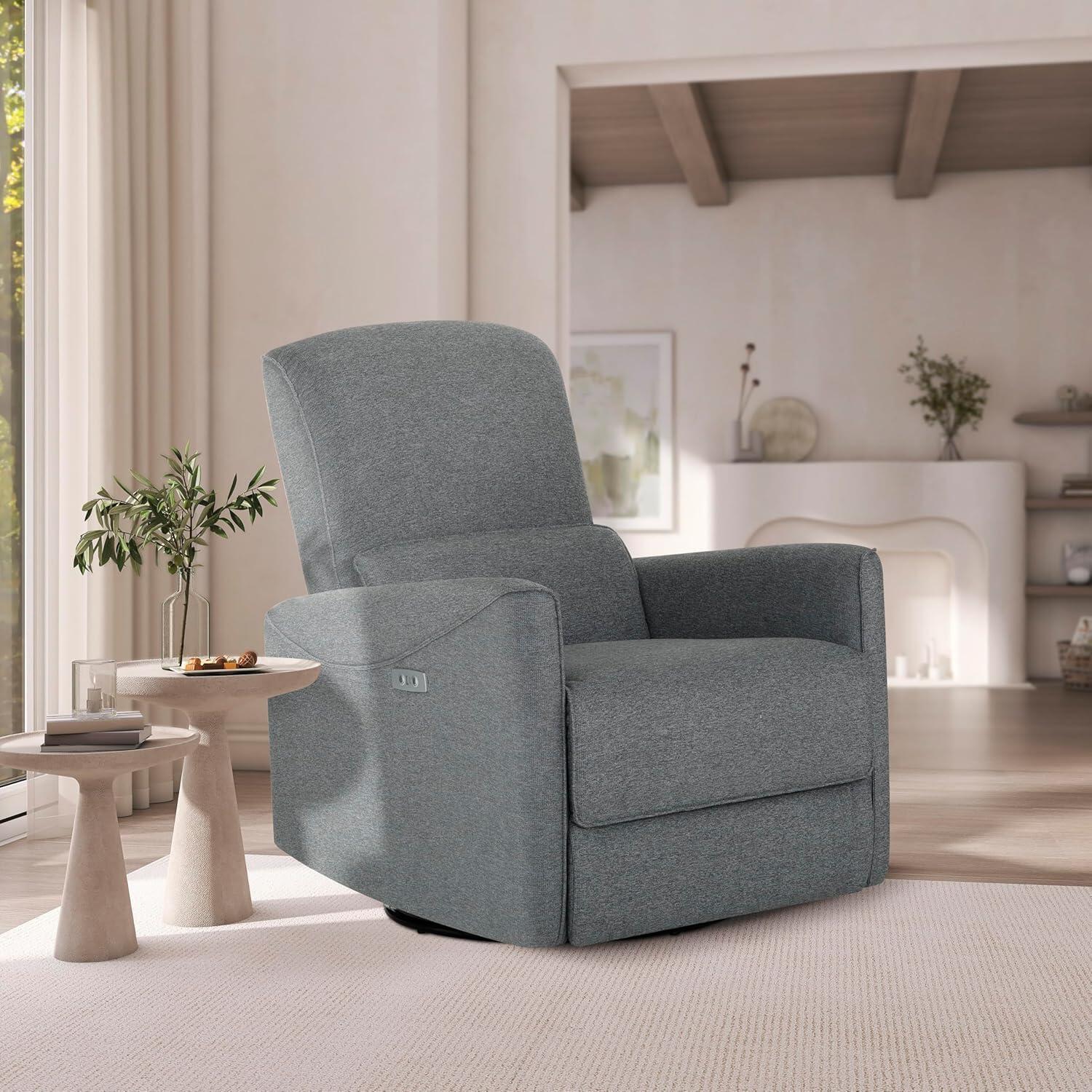 Dream On Me Evolur Belmont Power Swivel Glider Recliner, Cosmic Gray, rollover