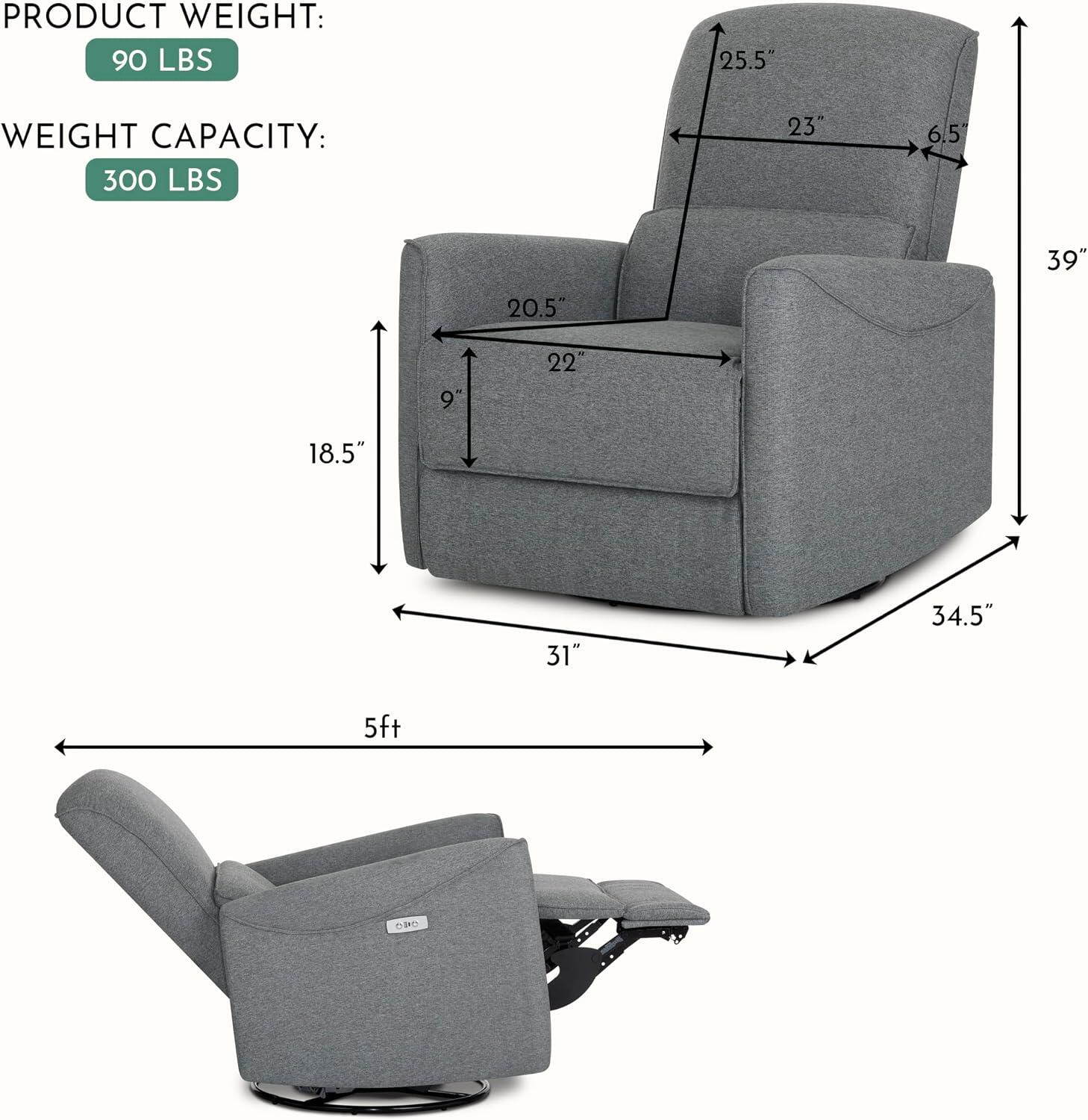 Dream On Me Evolur Belmont Power Swivel Glider Recliner, Cosmic Gray, large