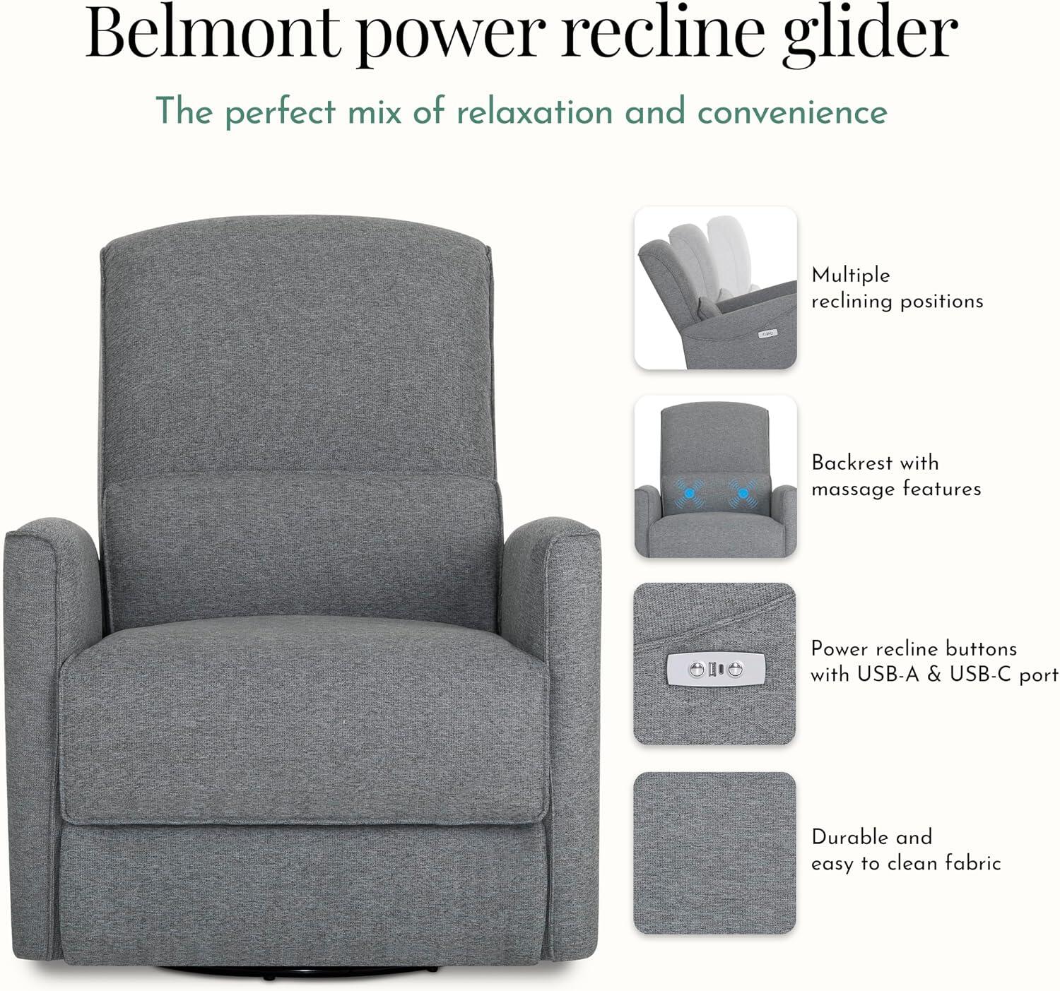 Dream On Me Evolur Belmont Power Swivel Glider Recliner, Cosmic Gray, large