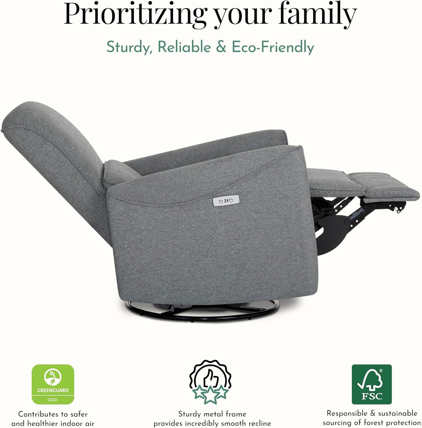 Dream On Me Evolur Belmont Power Swivel Glider Recliner, Cosmic Gray, large