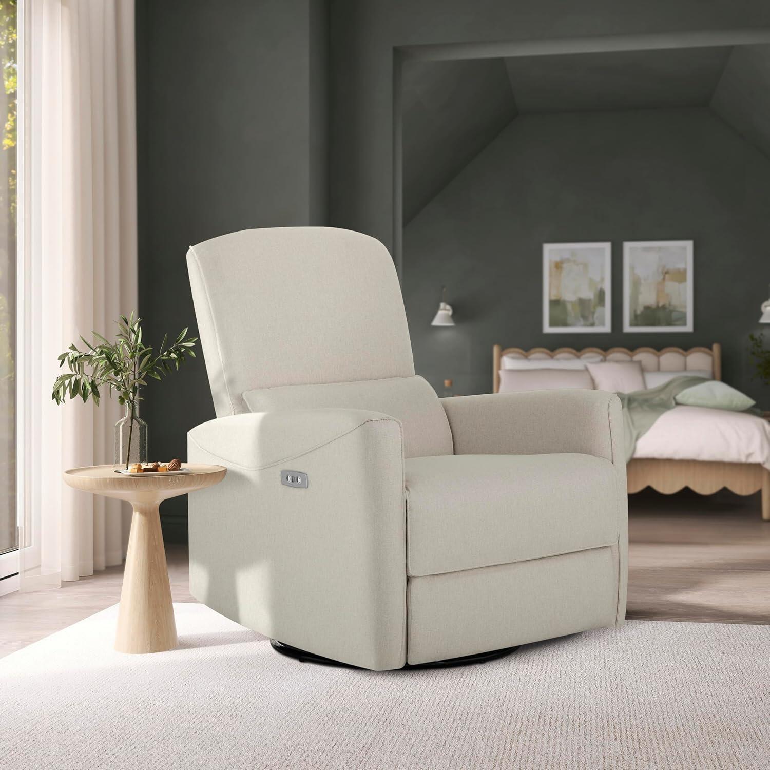 Dream On Me Evolur Belmont Power Swivel Glider Recliner, Light Sand, rollover
