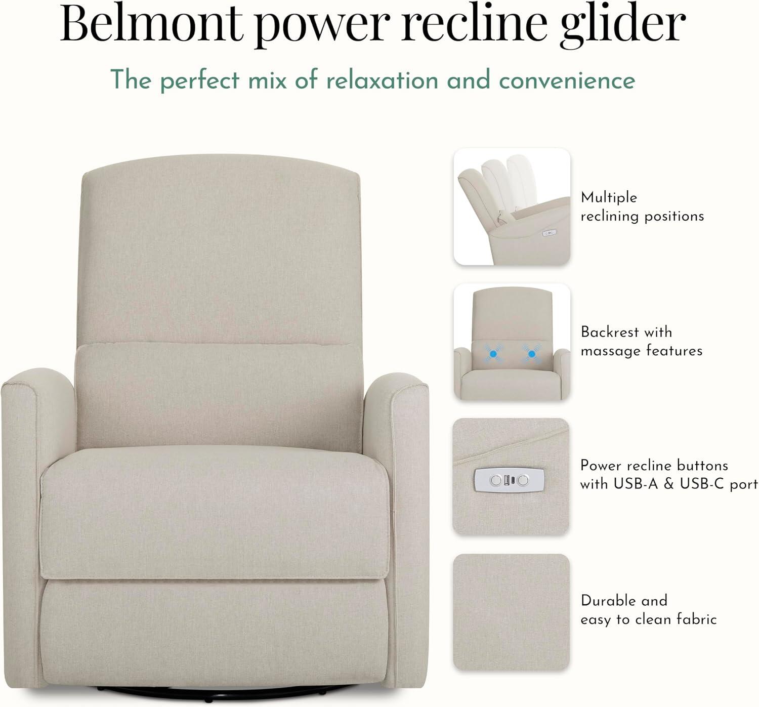 Dream On Me Evolur Belmont Power Swivel Glider Recliner, Light Sand, large