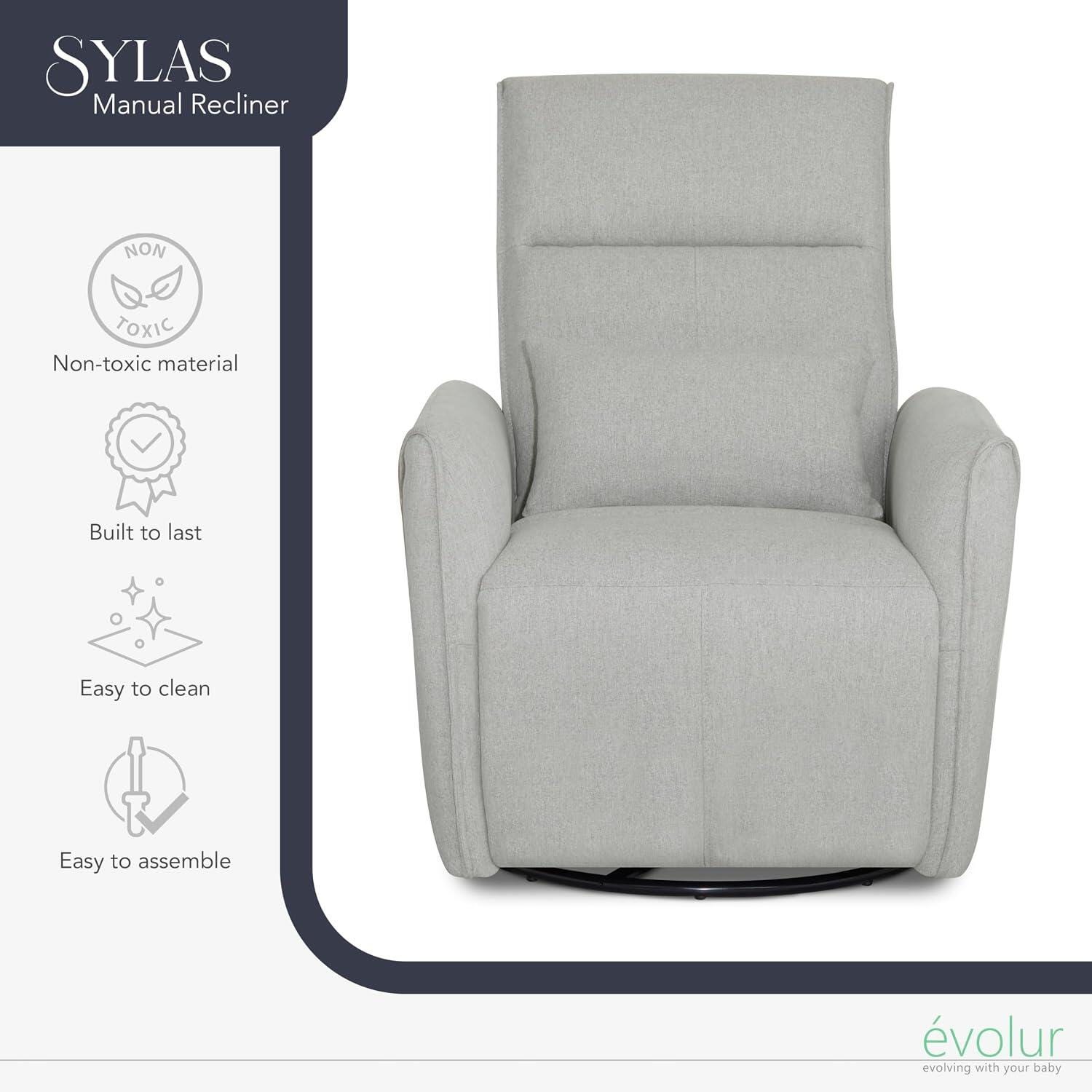 Evolur Sylas Manual Swivel Glider Recliner, Luxe Gray, large