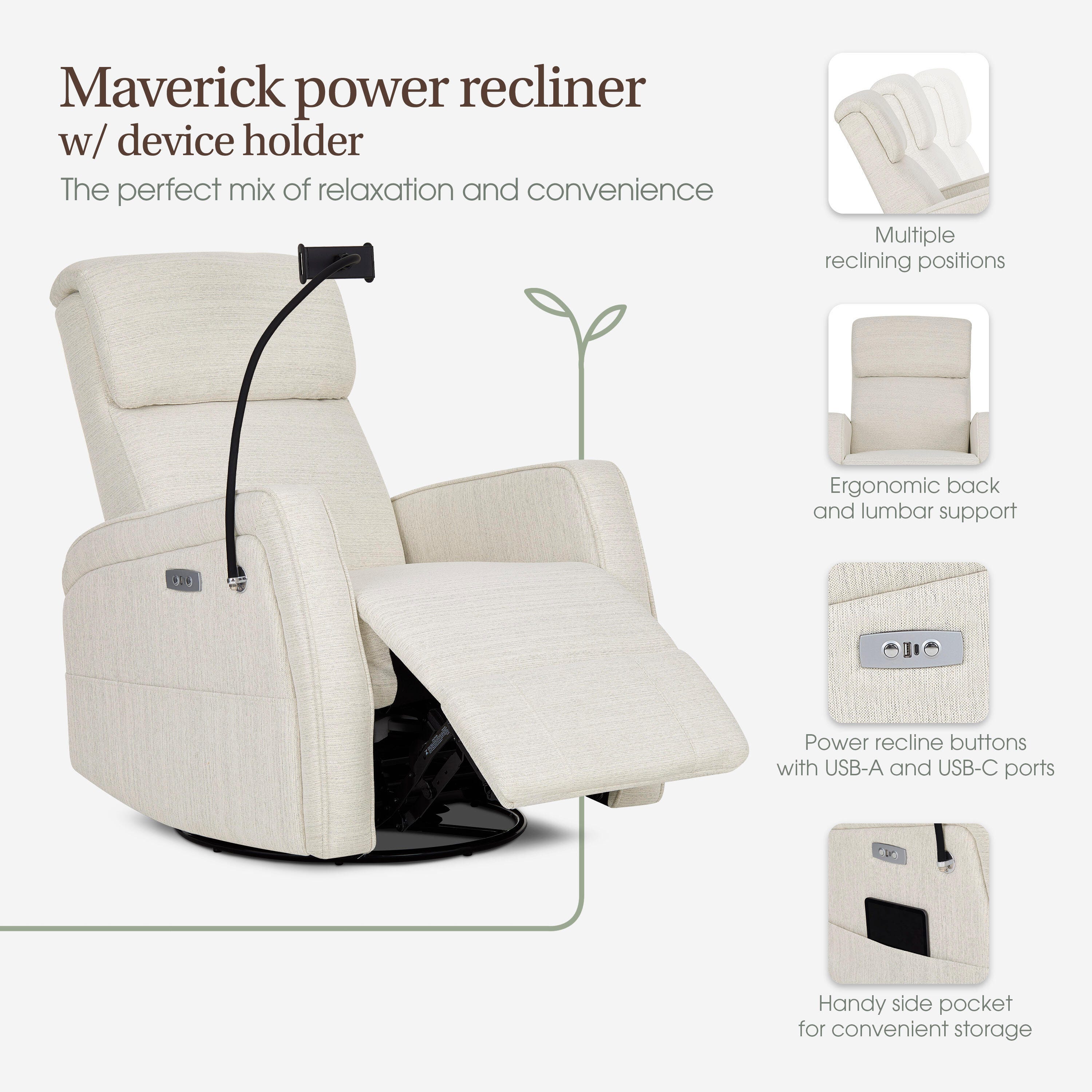 Dream On Me Premium Power Glider Recliner, , large