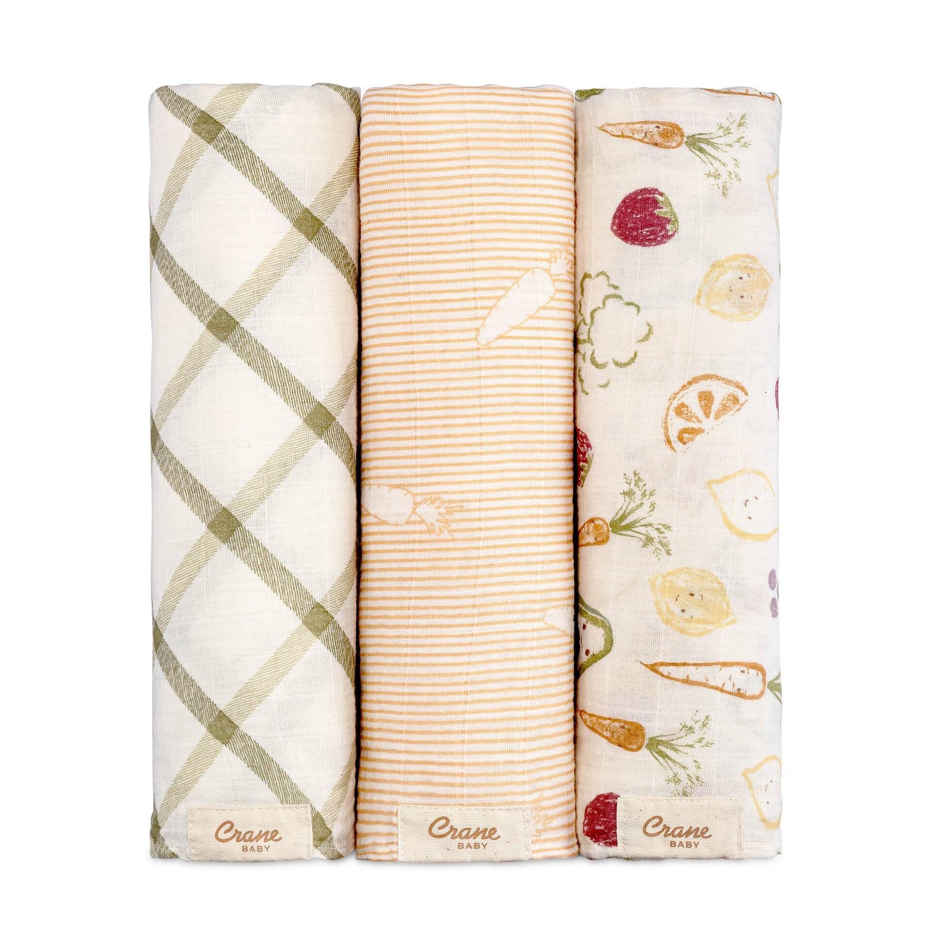Crane Baby Clementine Swaddle Wrap (Set of 3), , rollover