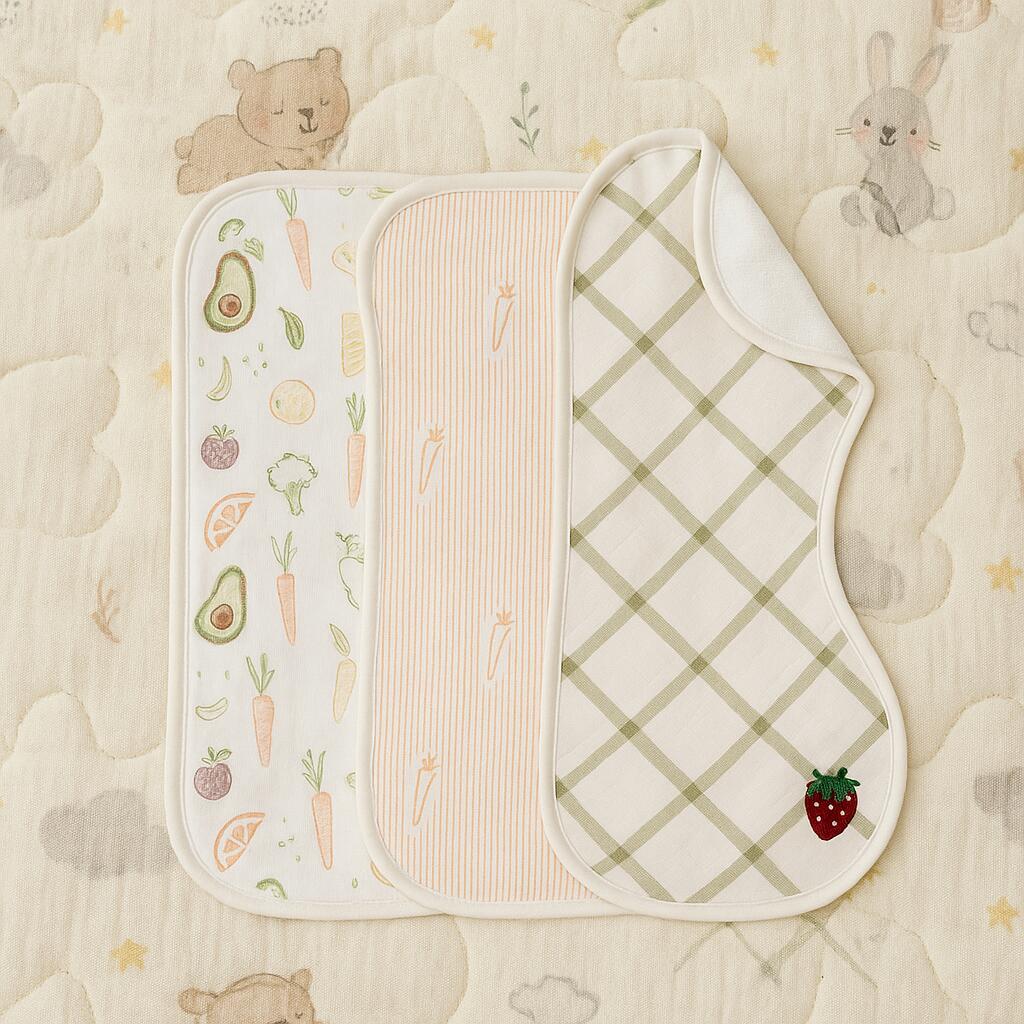 Crane Baby Clementine Baby Burp Cloth (Set of 3), , rollover