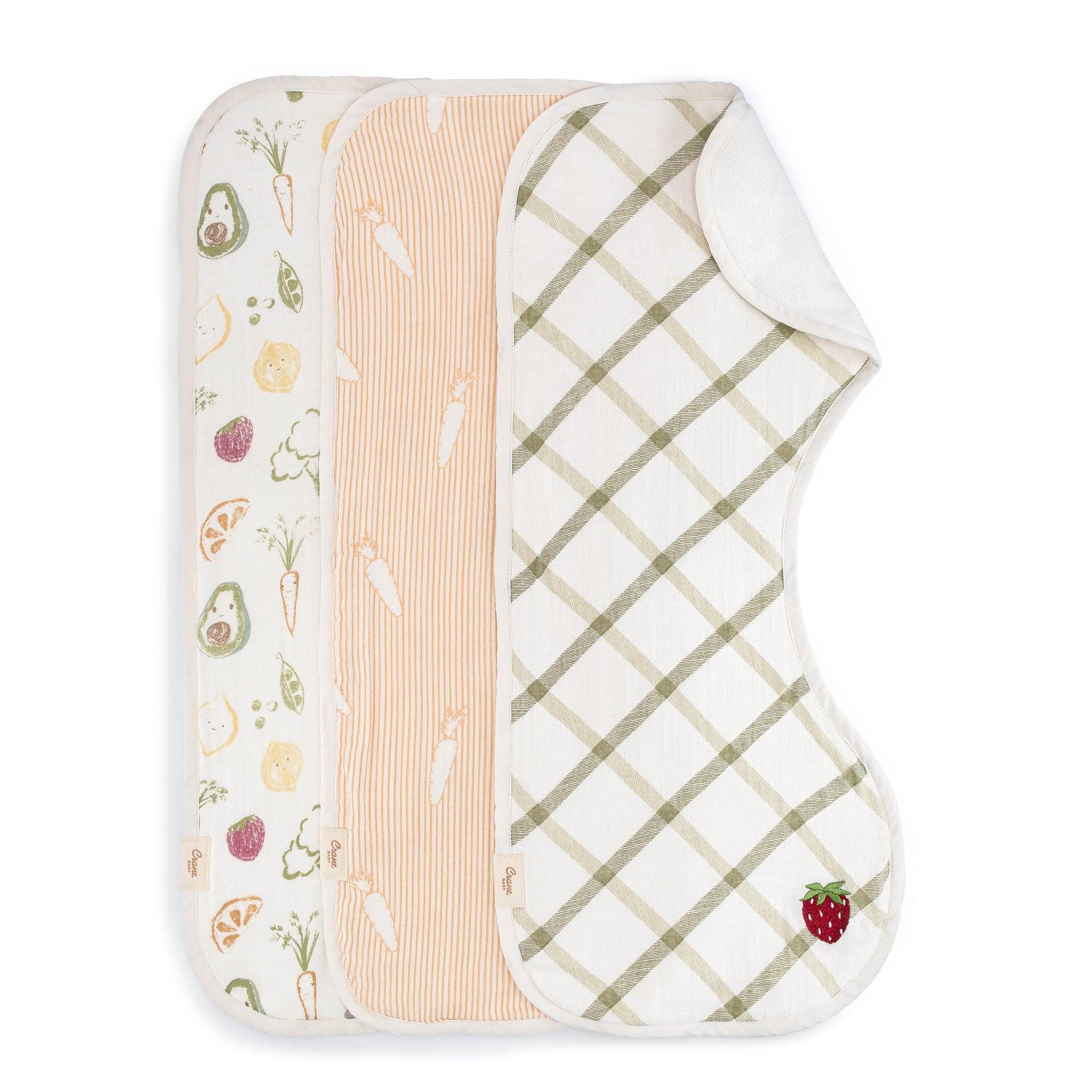 Crane Baby Clementine Baby Burp Cloth (Set of 3), , large