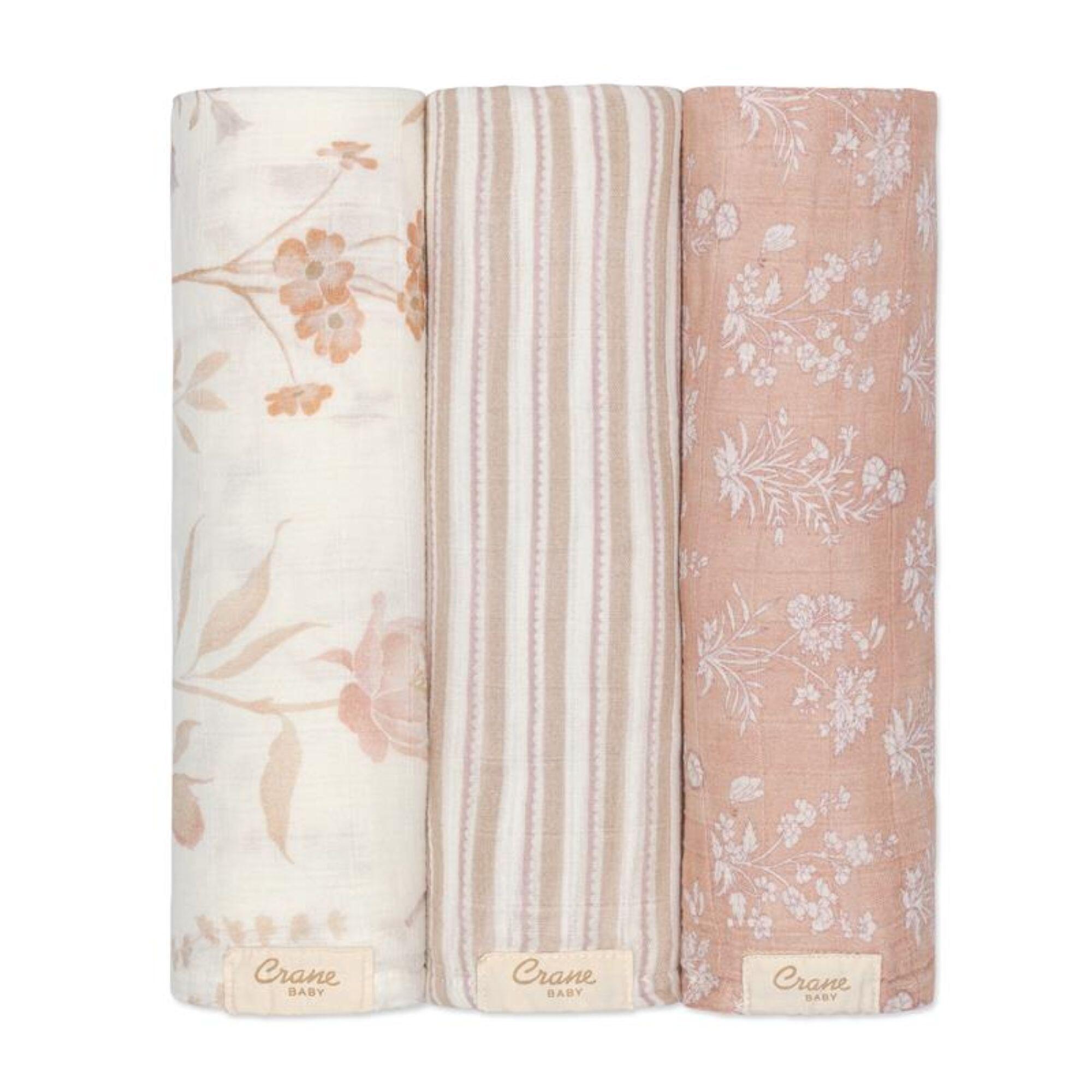 Crane Baby Wildflower Swaddle Wrap (Set of 3), , large